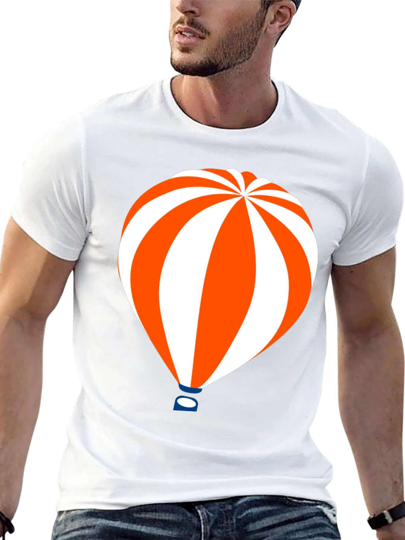 Hot Air Balloon Graphic Tee - Black Cotton T-Shirt