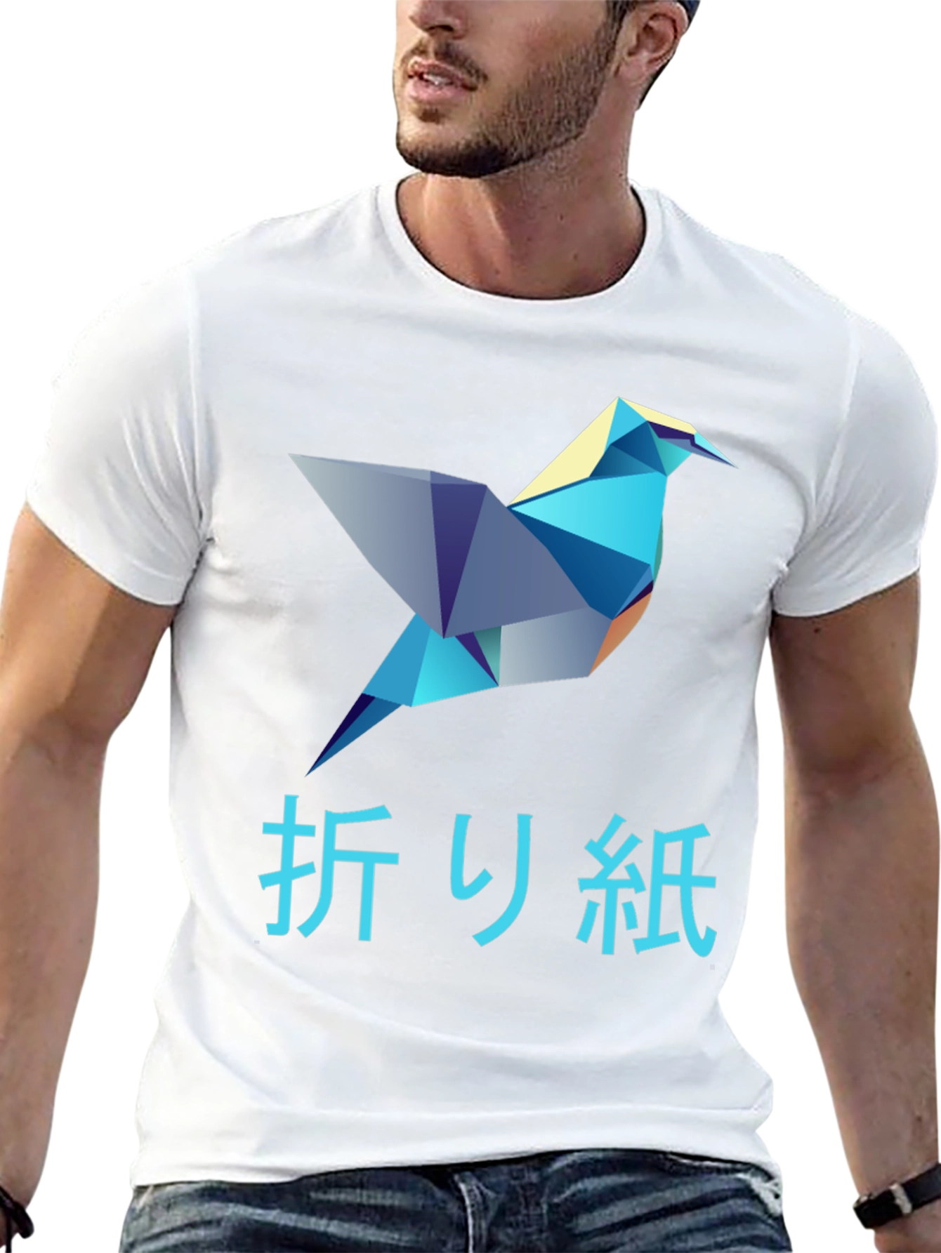 Origami Bird Graphic T-Shirt - Stylish Mens Tee