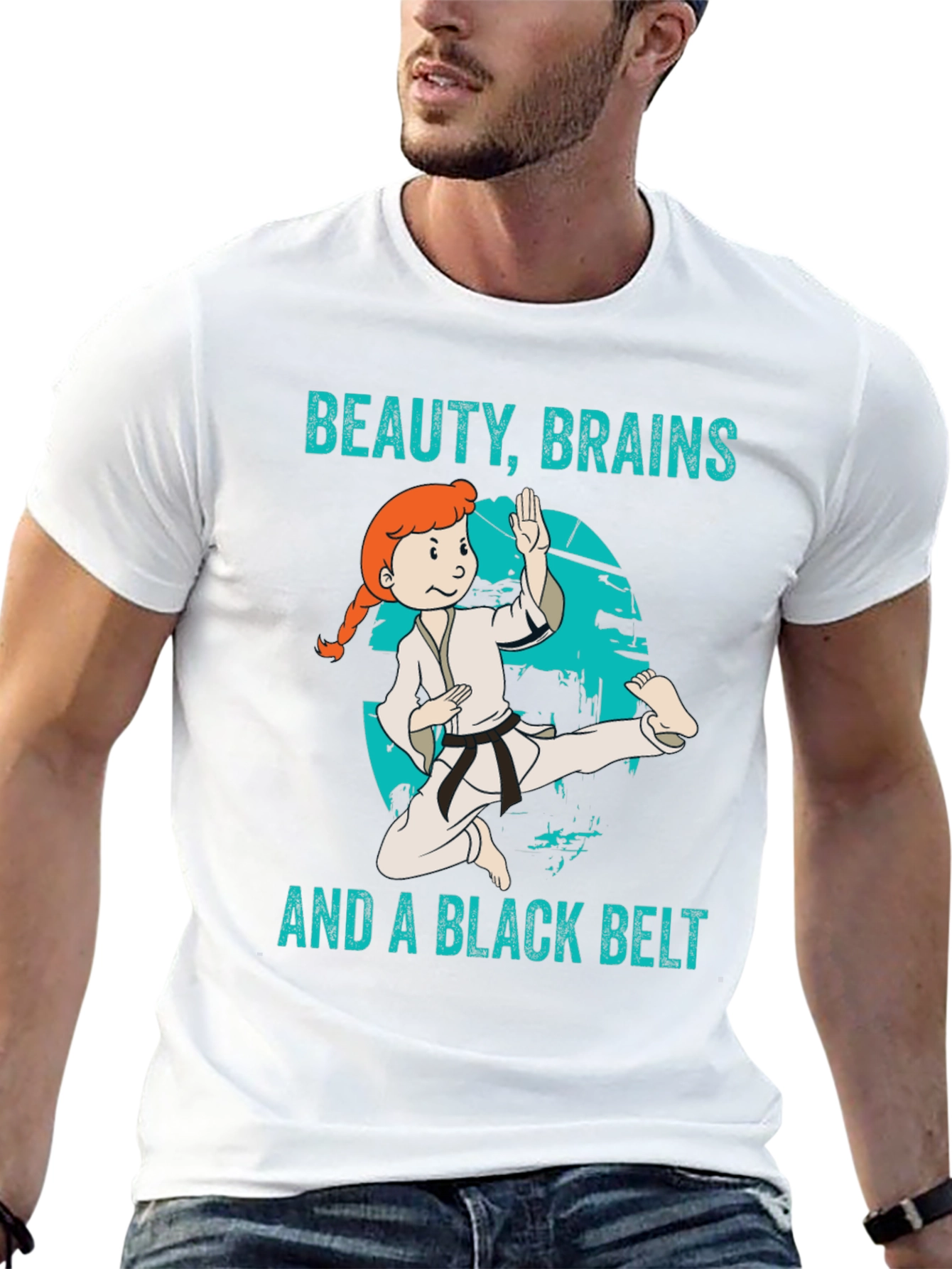 Beauty Brains Black Belt Karate Graphic Tee