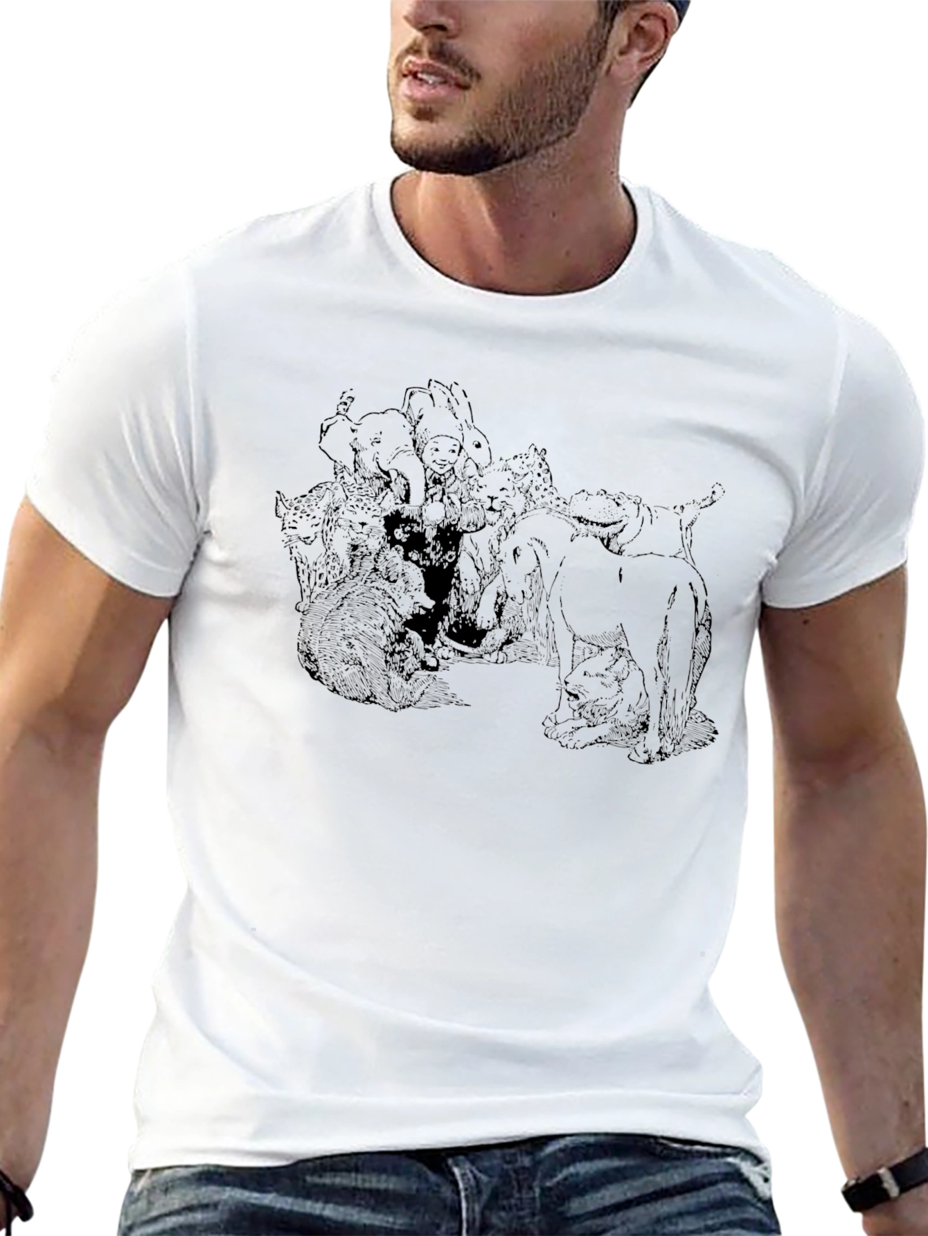 Unique Graphic Print Mens Black T-Shirt