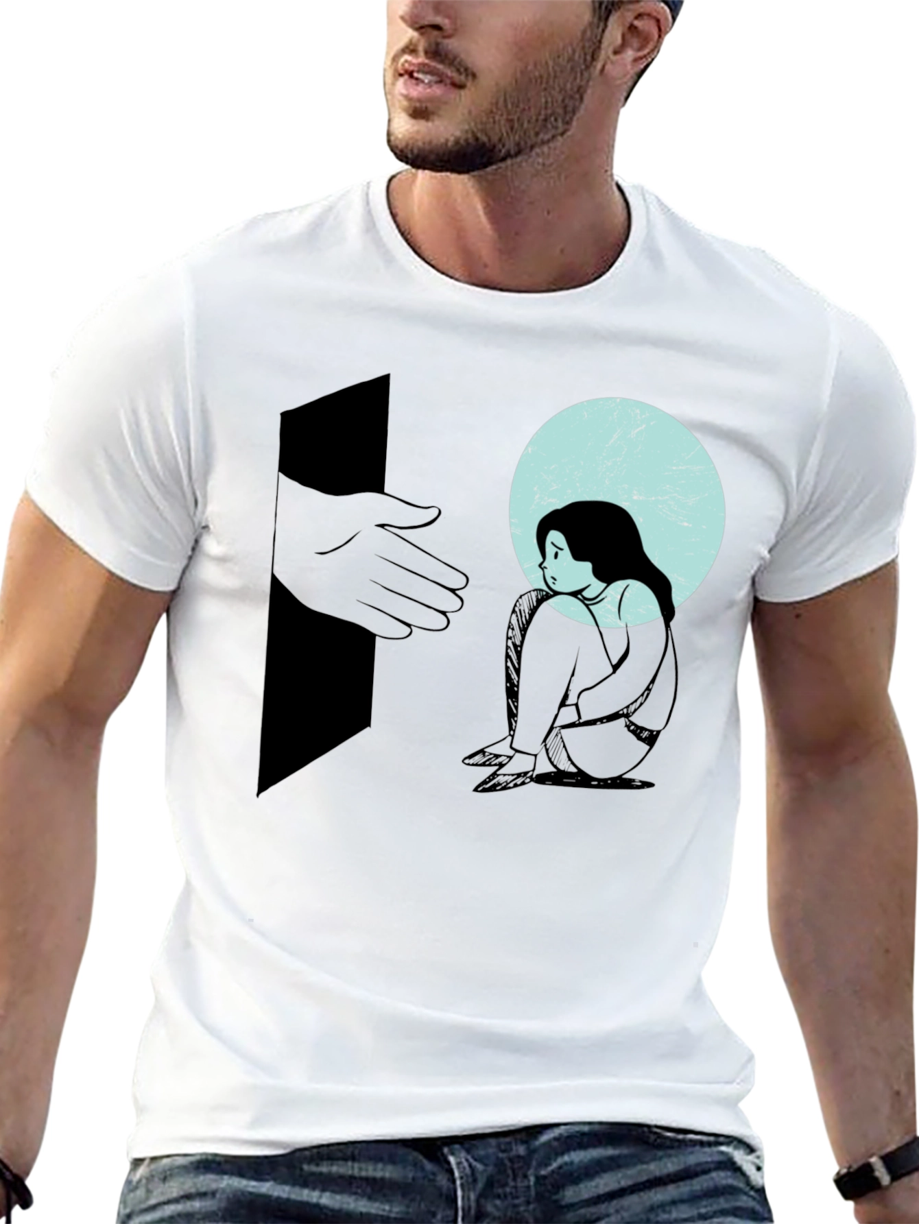 Melancholy Graphic Print Tee - Unisex Black Cotton T-Shirt
