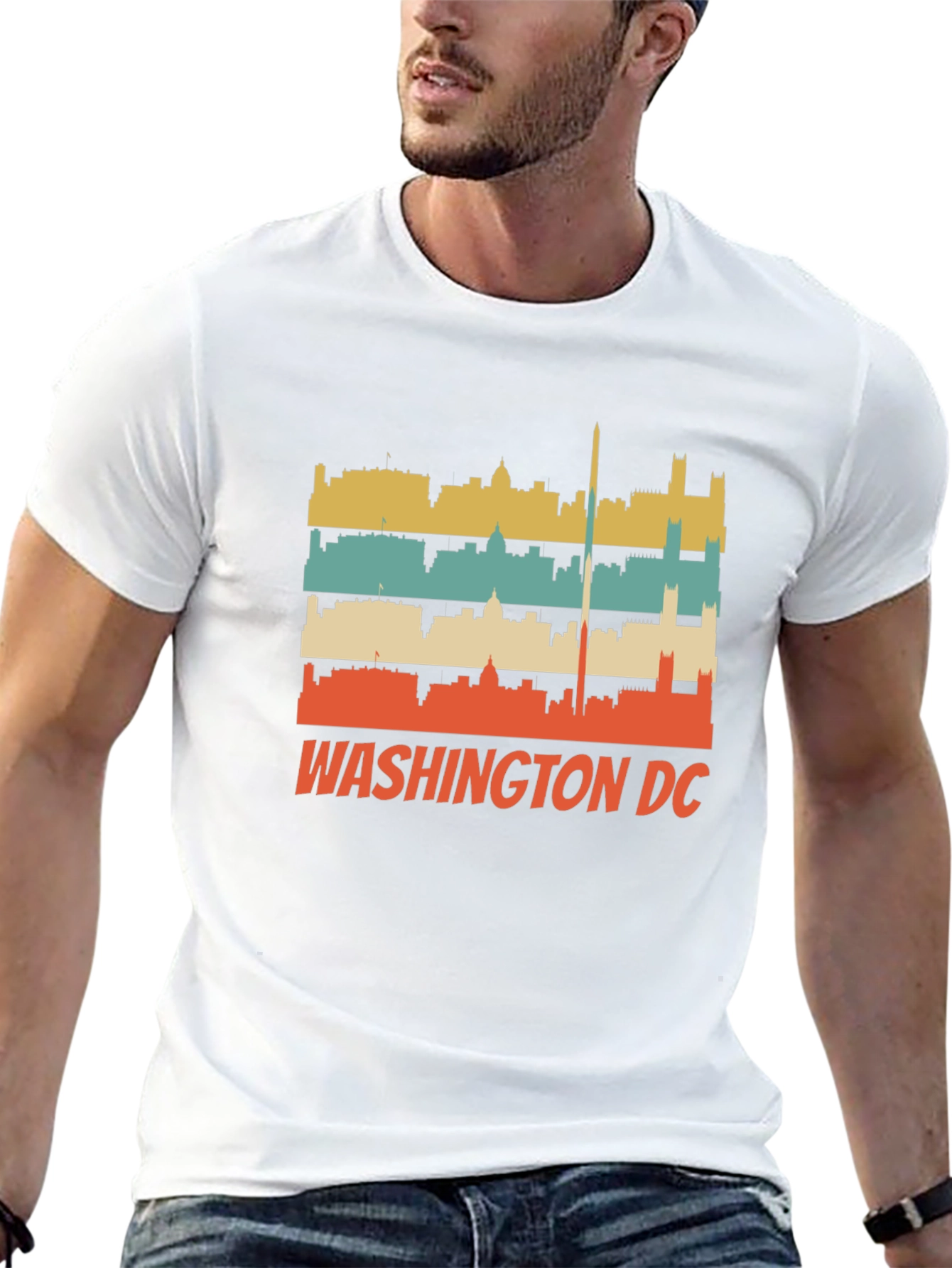 Retro Washington DC Skyline Black T-Shirt