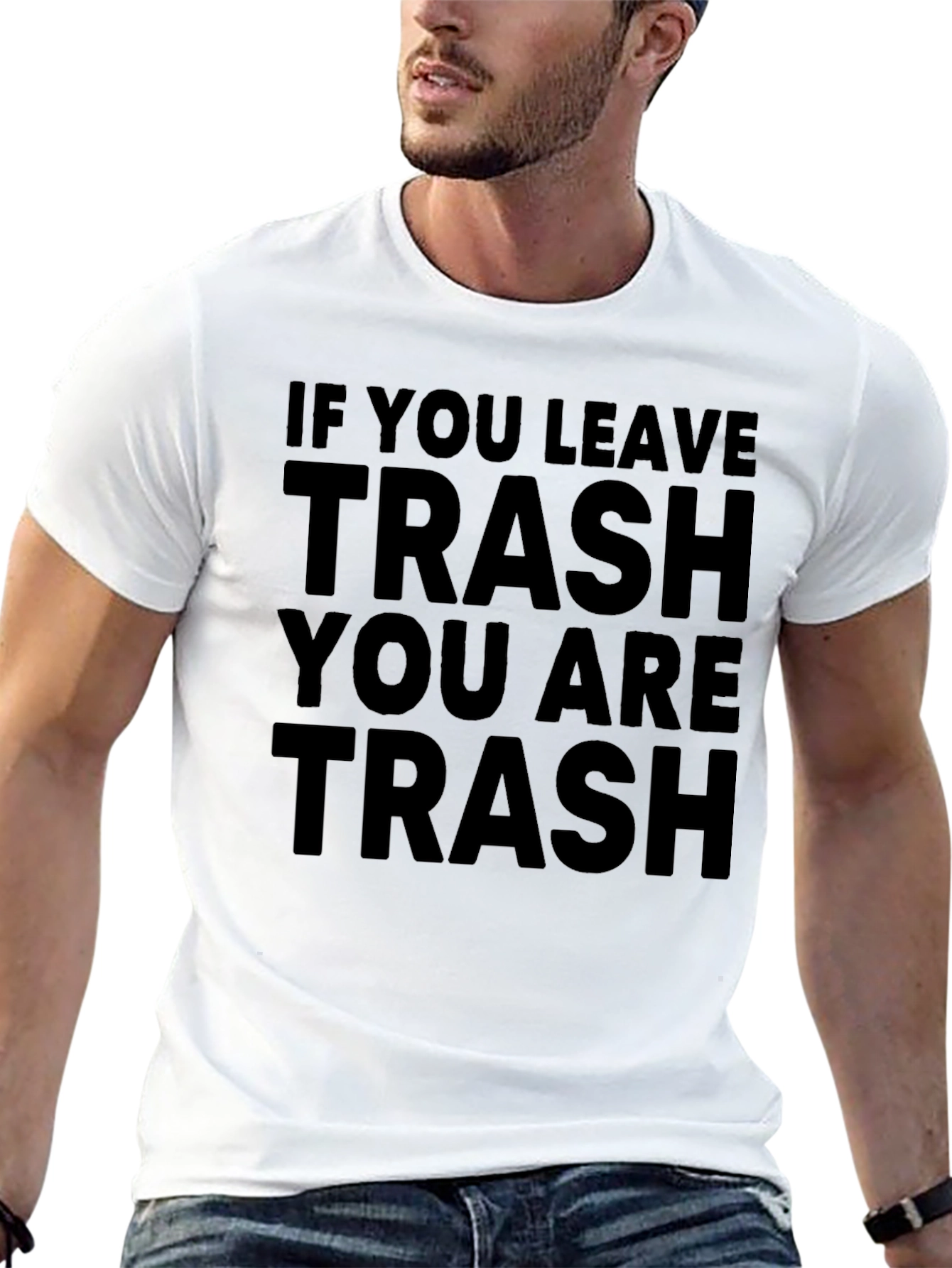 Trash Slogan Black T-Shirt