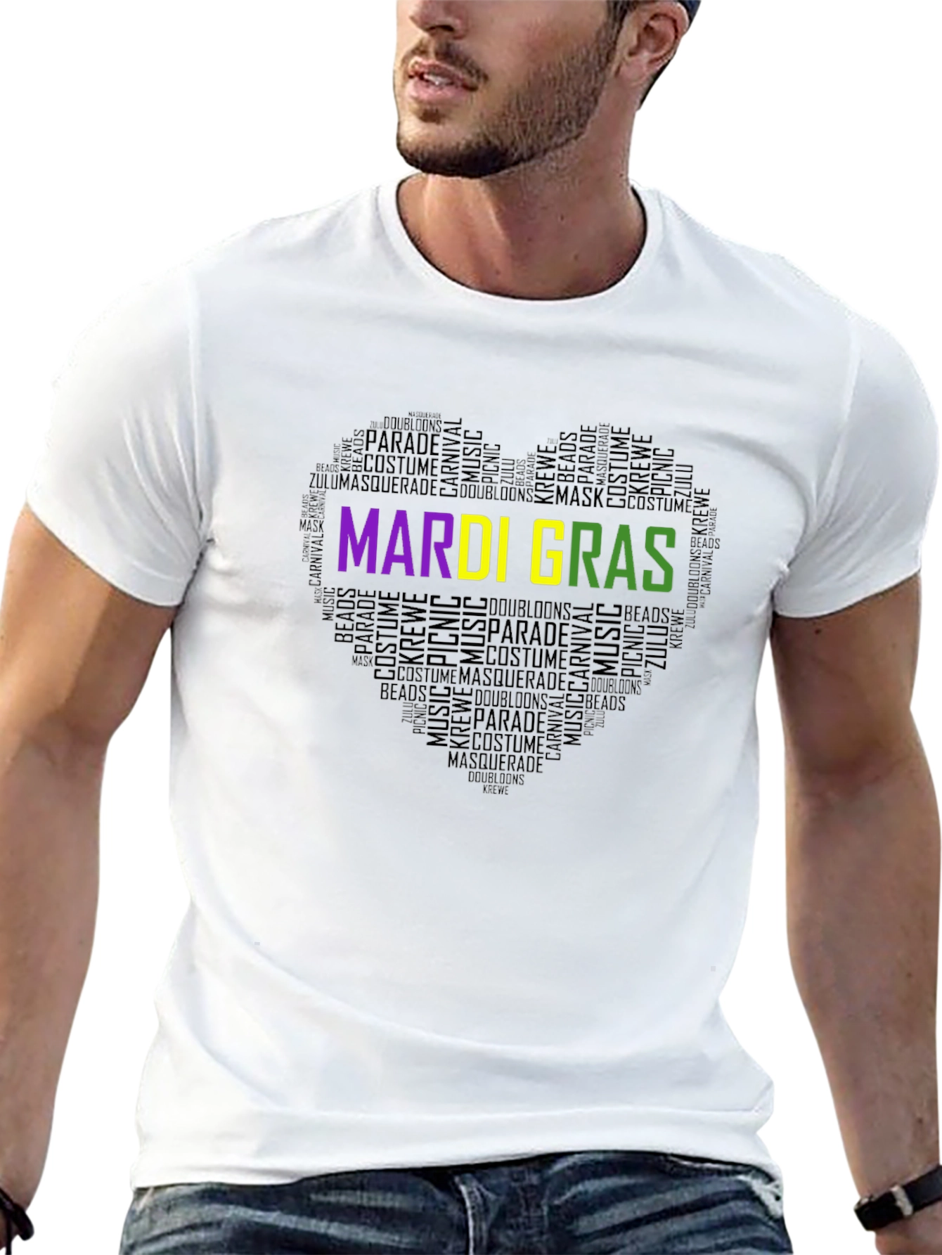 Mardi Gras Heart Word Art T-Shirt