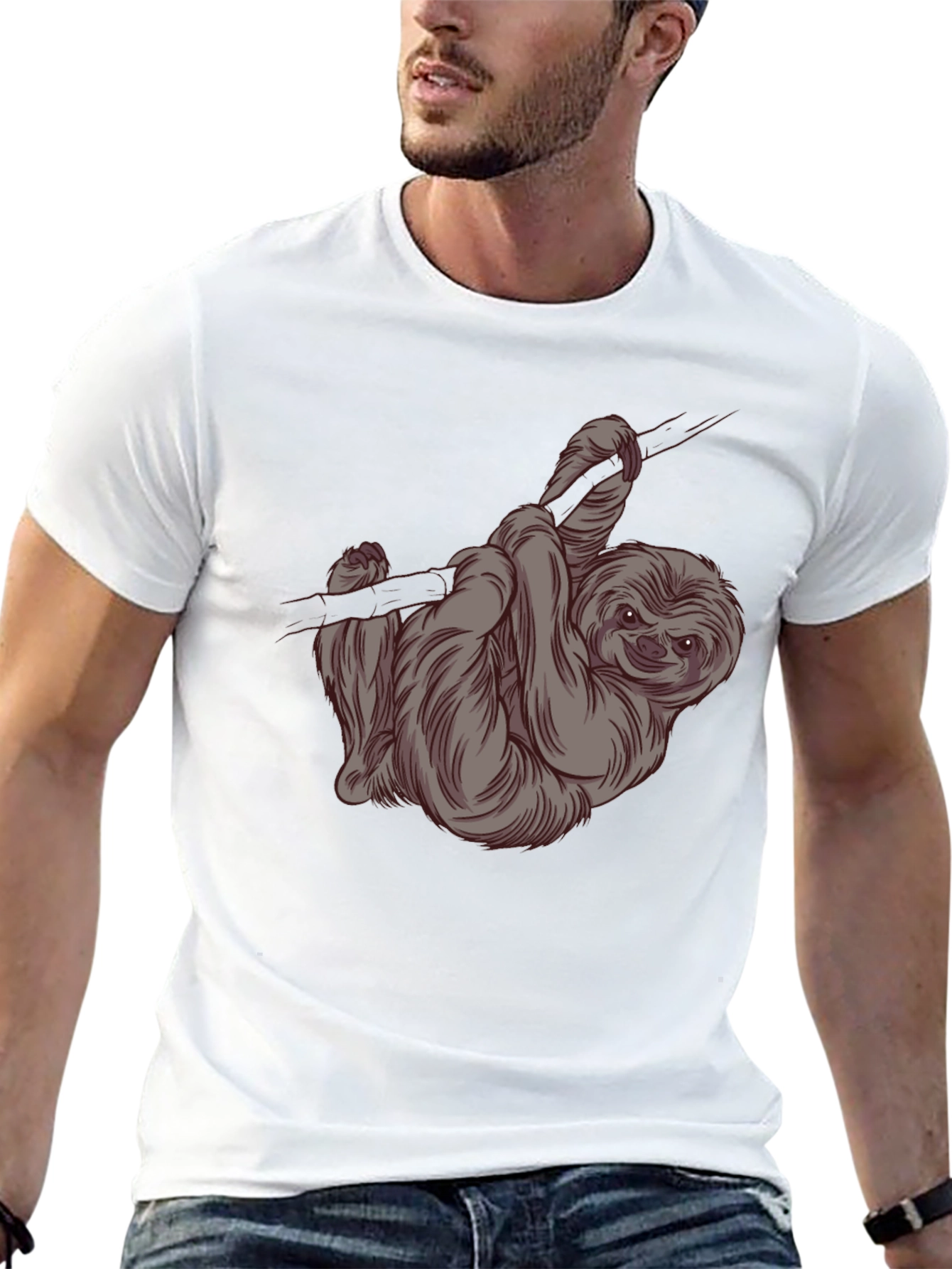 Sloth Graphic Tee - Relaxed Style Soft Cotton