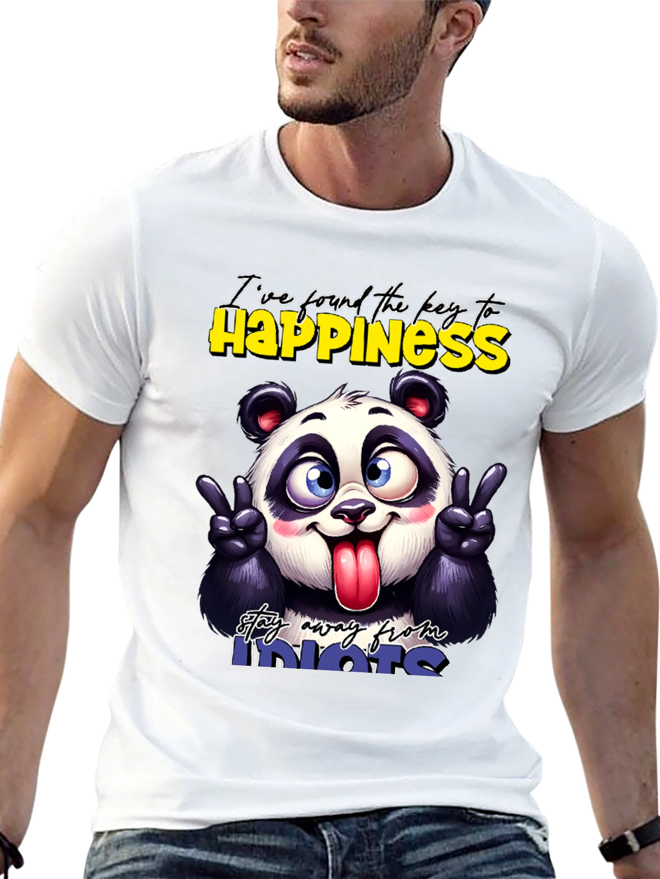 Funny Panda Graphic T-Shirt - Stay Away From Idiots