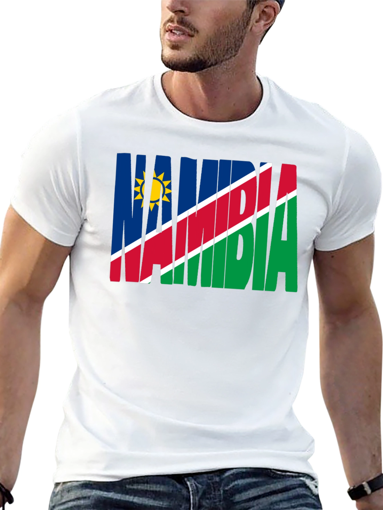 Namibia Flag T-Shirt - Black Crew Neck Tee