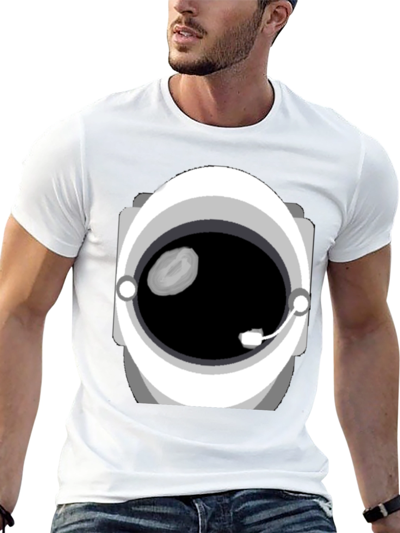 Astronaut Helmet Graphic Tee - Space Explorer Fashion