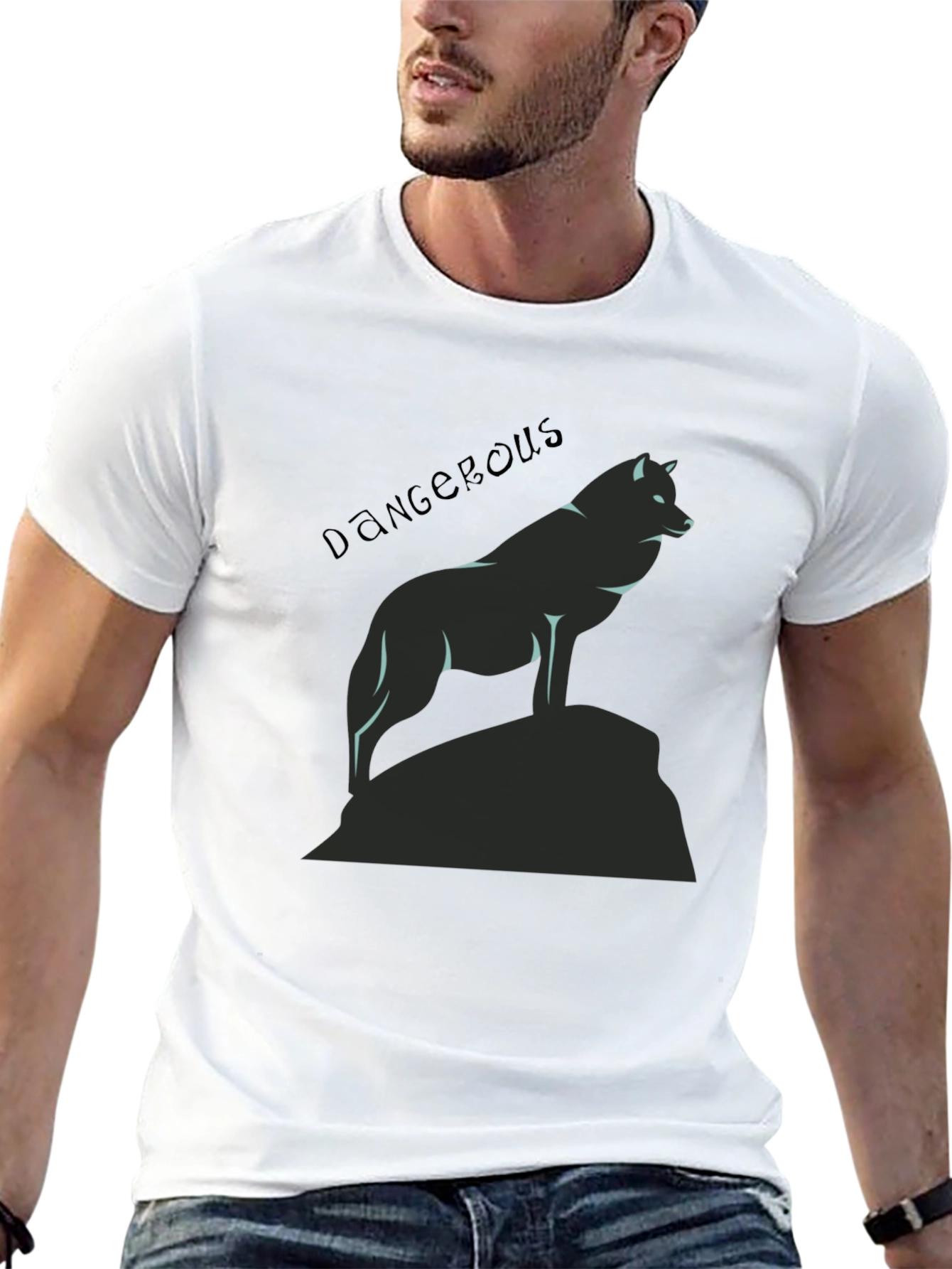 Dangerous Wolf Graphic Black T-Shirt