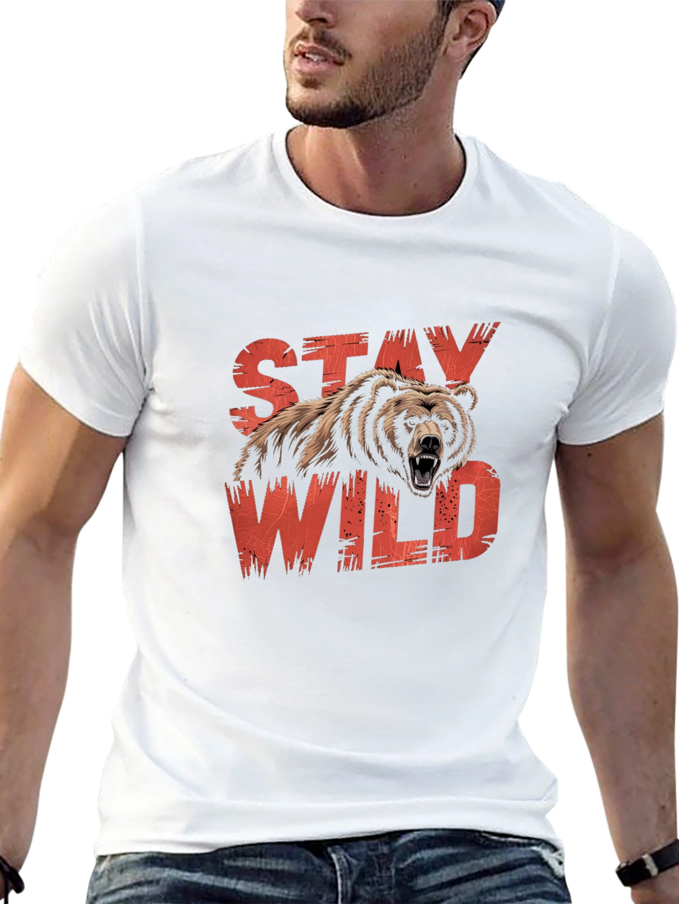 Stay Wild Bear Graphic Black T-Shirt