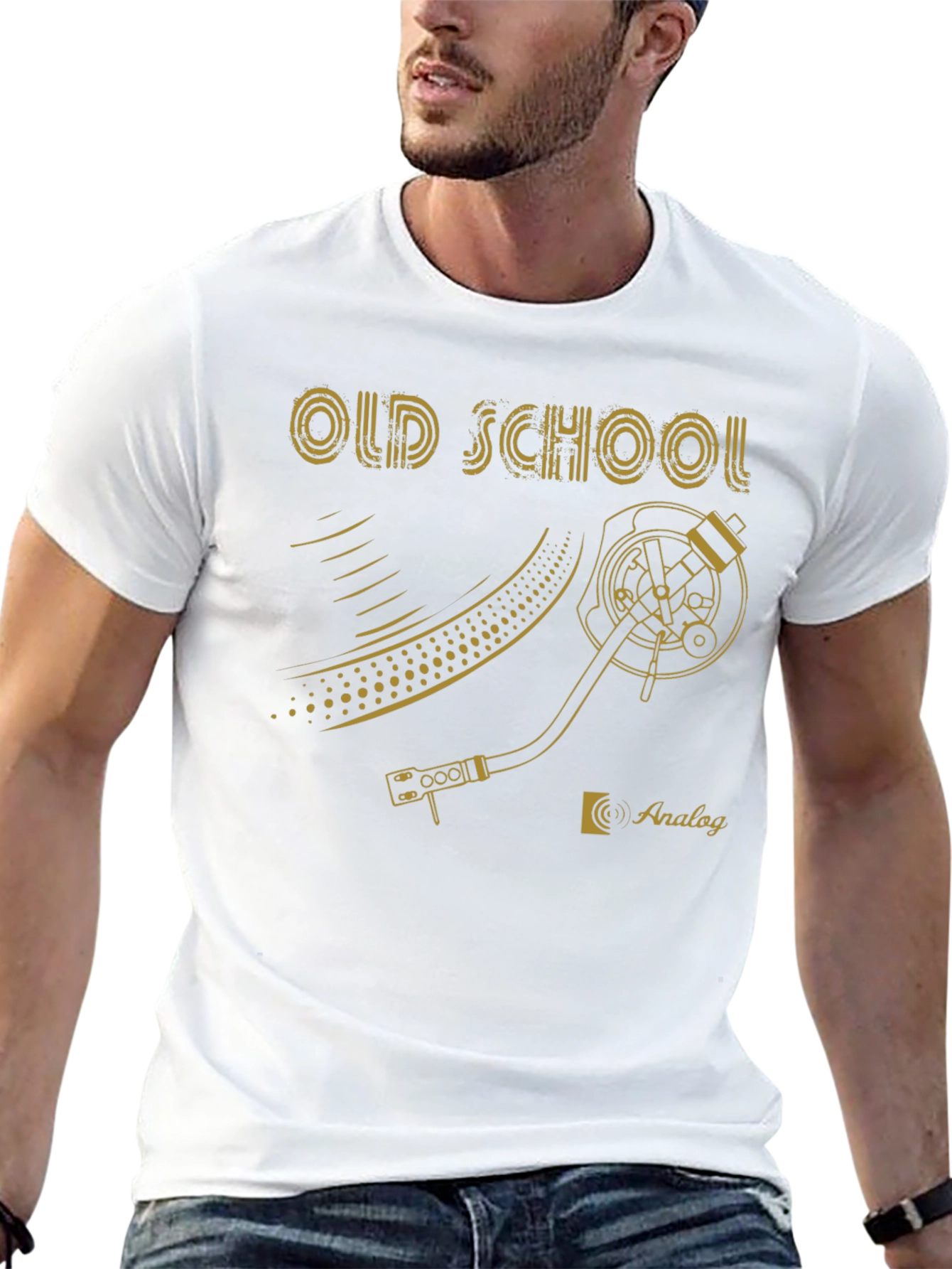 Old School Analog Turntable Graphic Tee - Black