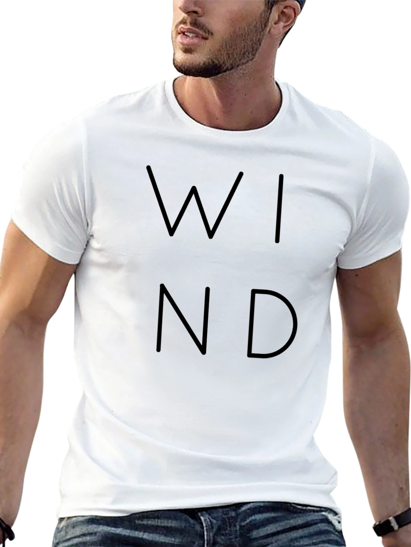 Minimalist WIND Print Black T-Shirt