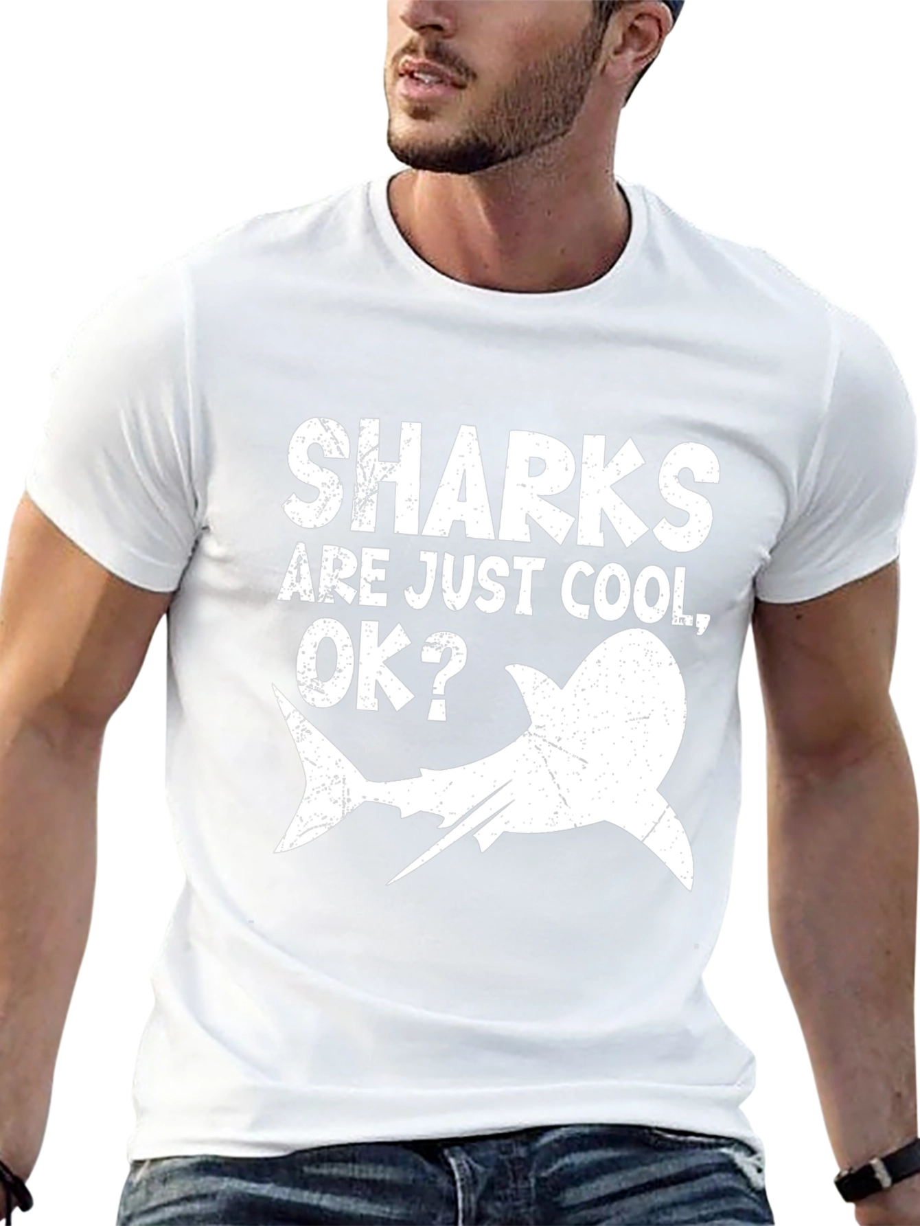 Sharks Are Just Cool OK? Mens Graphic T-Shirt