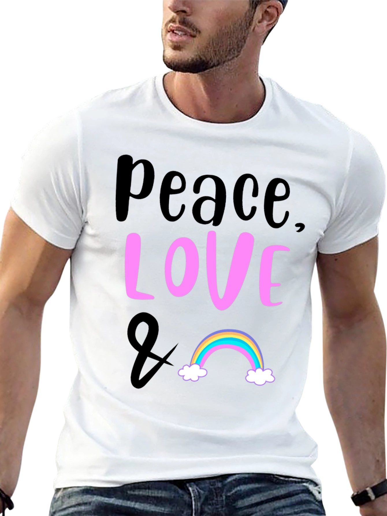 Peace Love & Rainbow Graphic T-Shirt