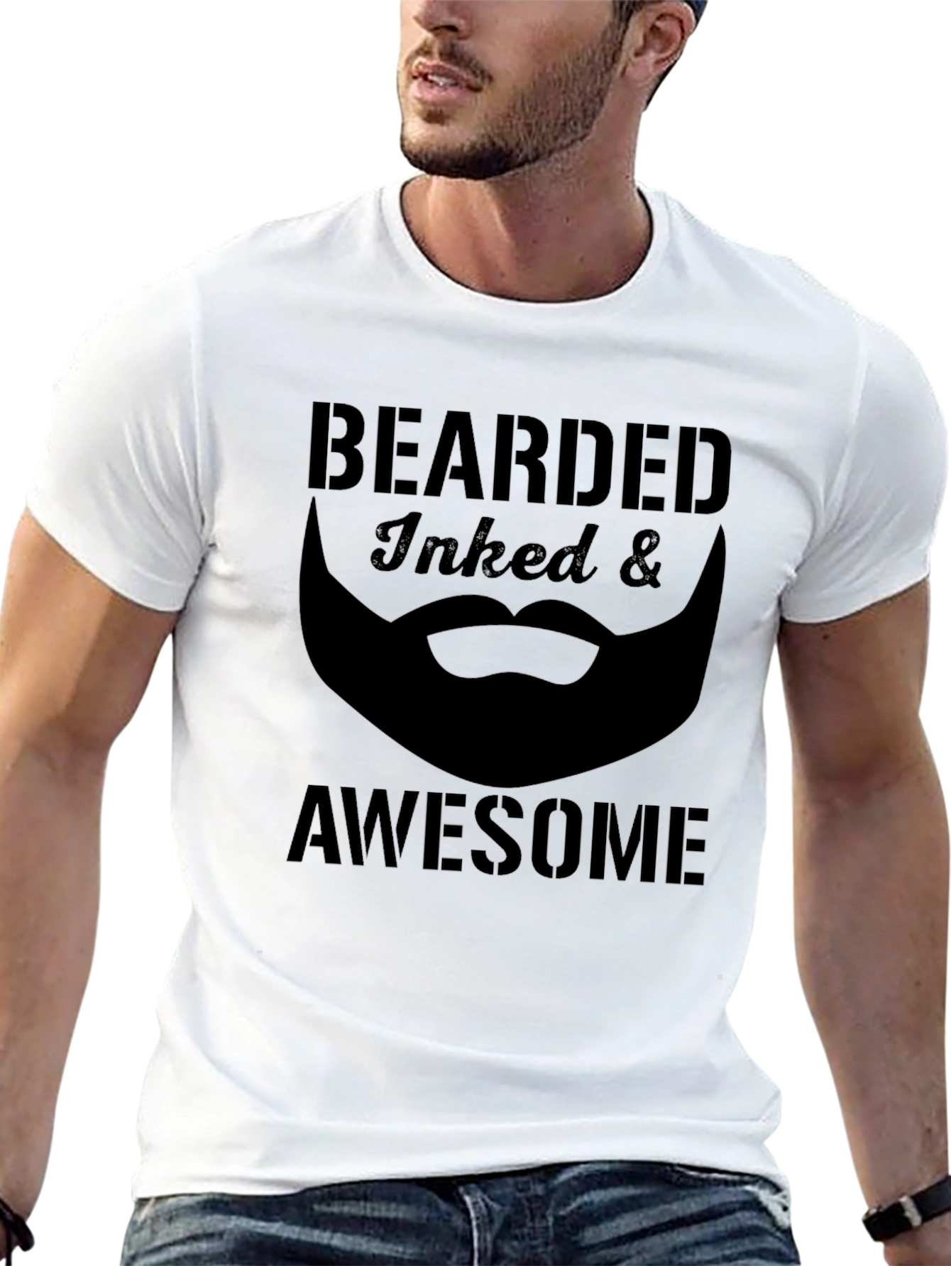 Bearded Inked Awesome Black Graphic Tee