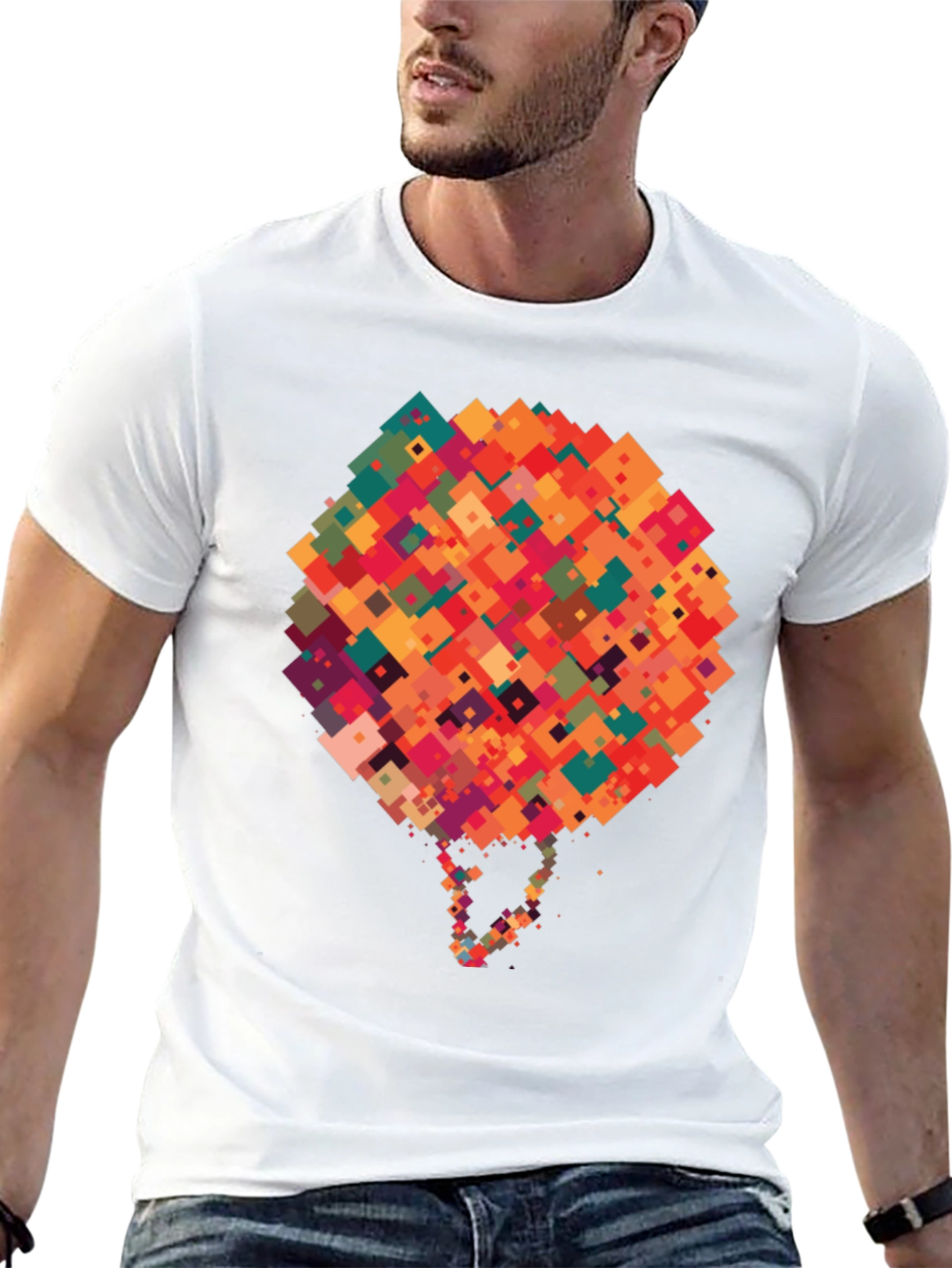 Abstract Pixel Art Graphic Black T-Shirt