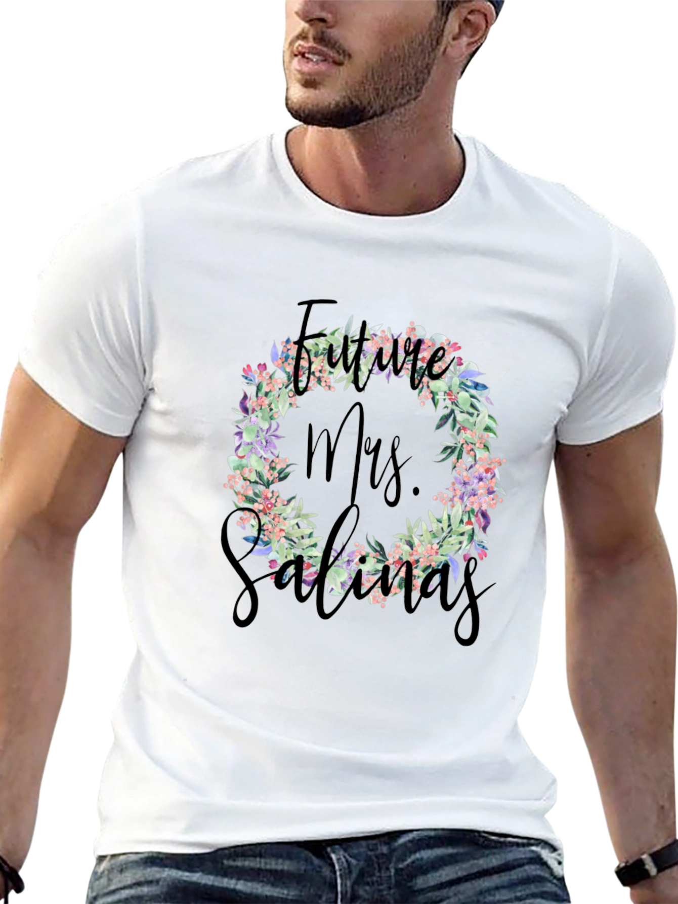 Future Mrs. Salinas Floral Wreath T-Shirt