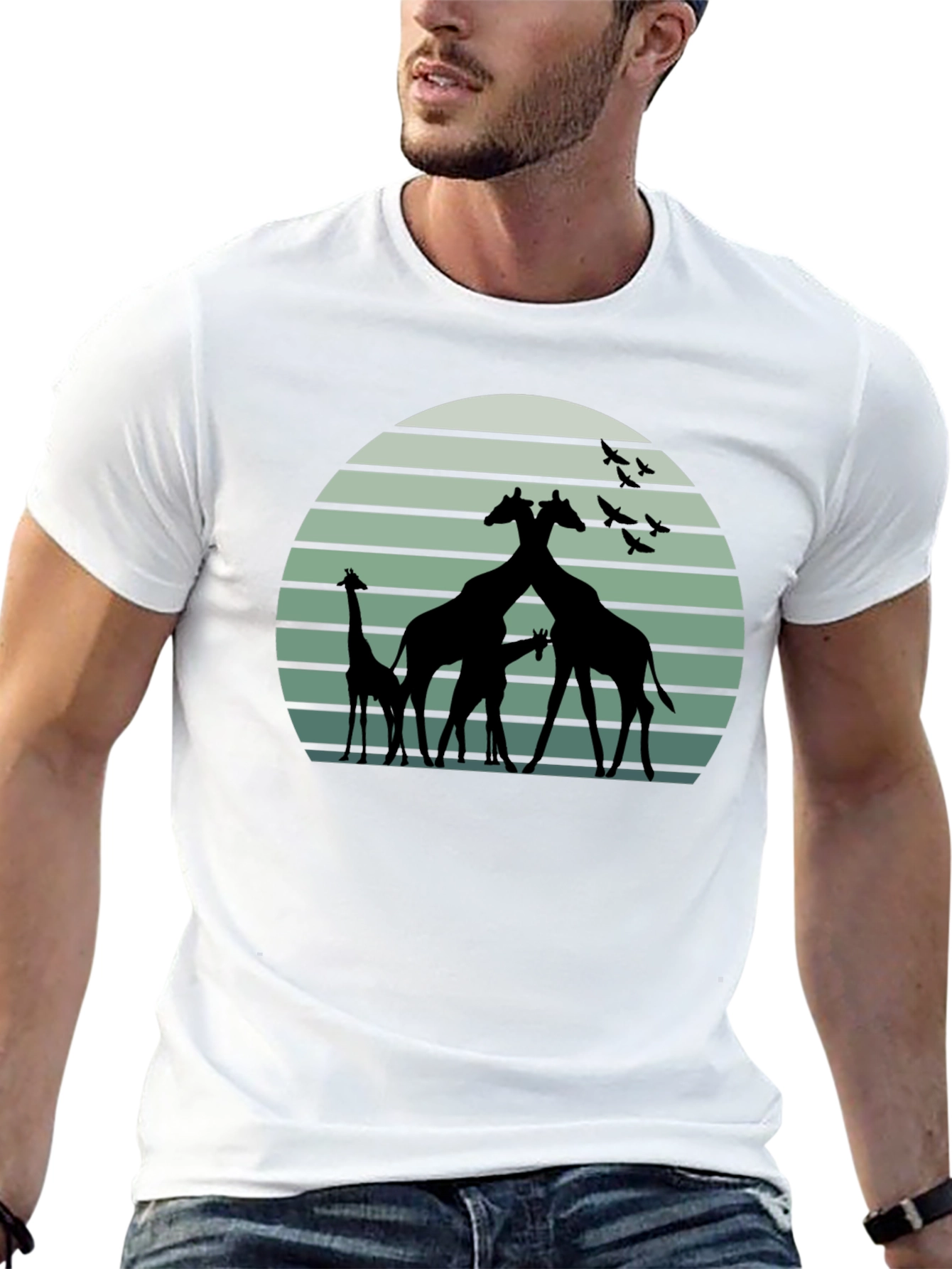 Giraffe Sunset Graphic T-Shirt - Unique Design