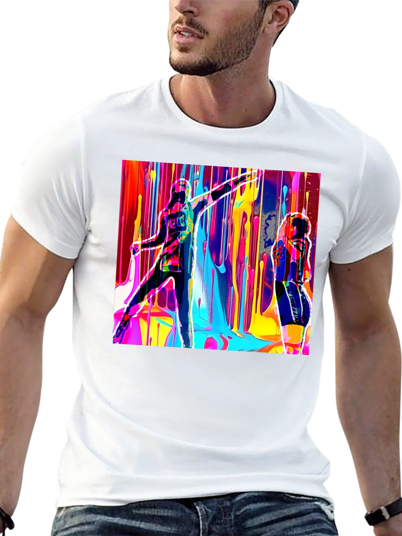 Abstract Art Drip Design Black T-Shirt