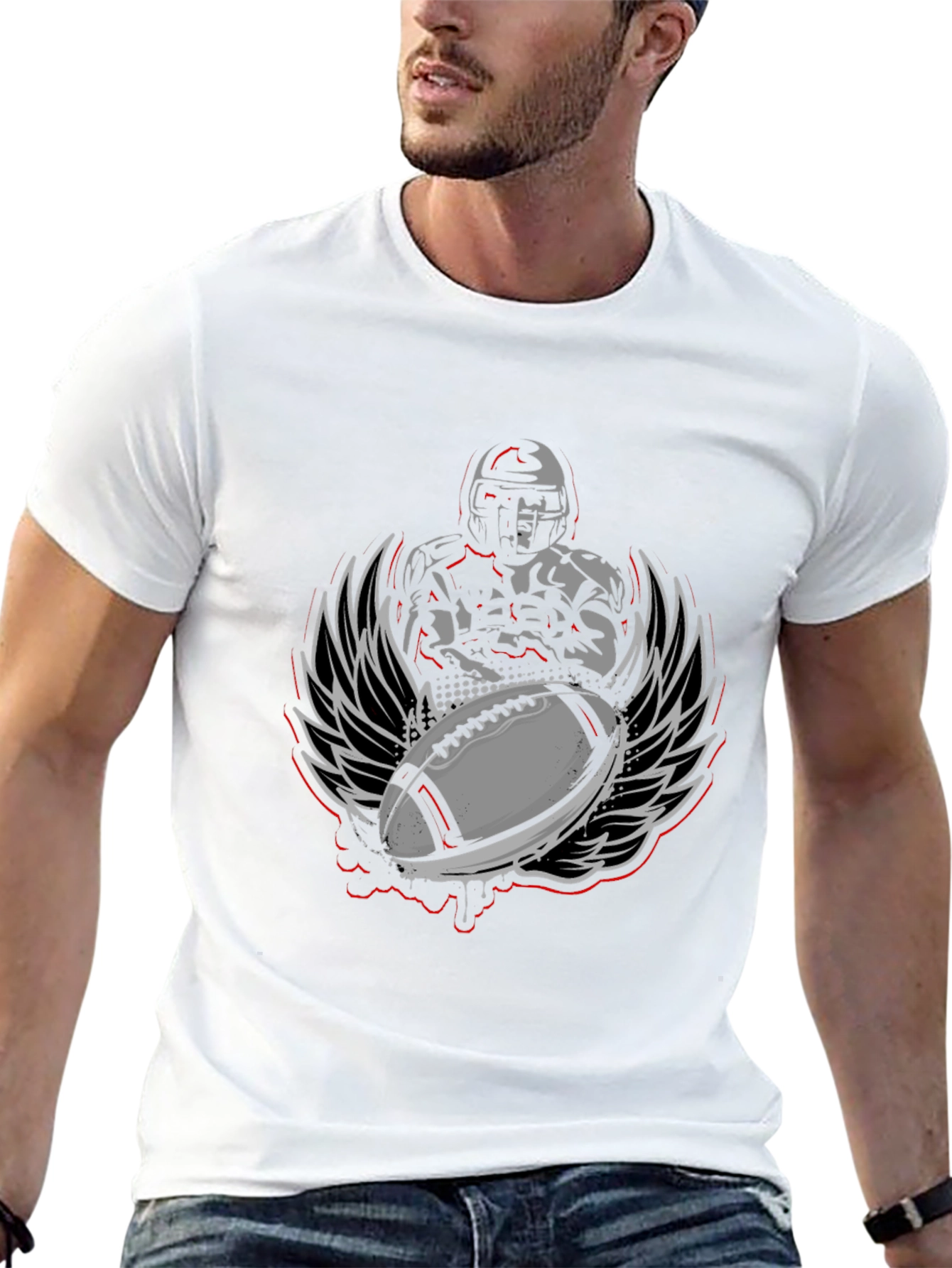 Football Player Graphic Print T-Shirt