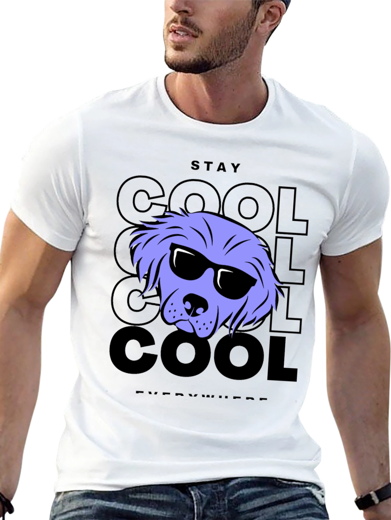 Stay Cool Dog Graphic Tee - Black