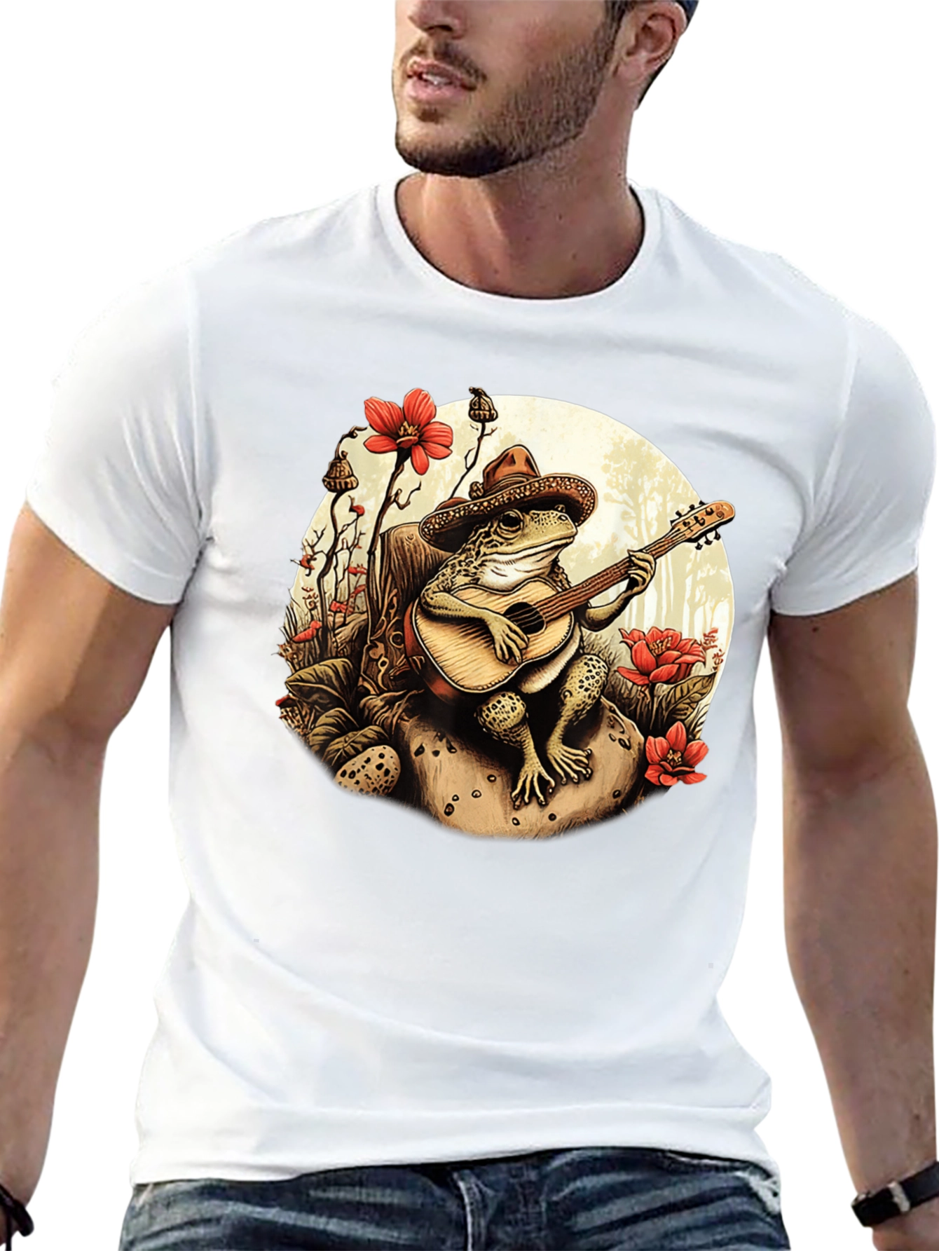 Frog Guitarist T-Shirt - Musical Amphibian Design