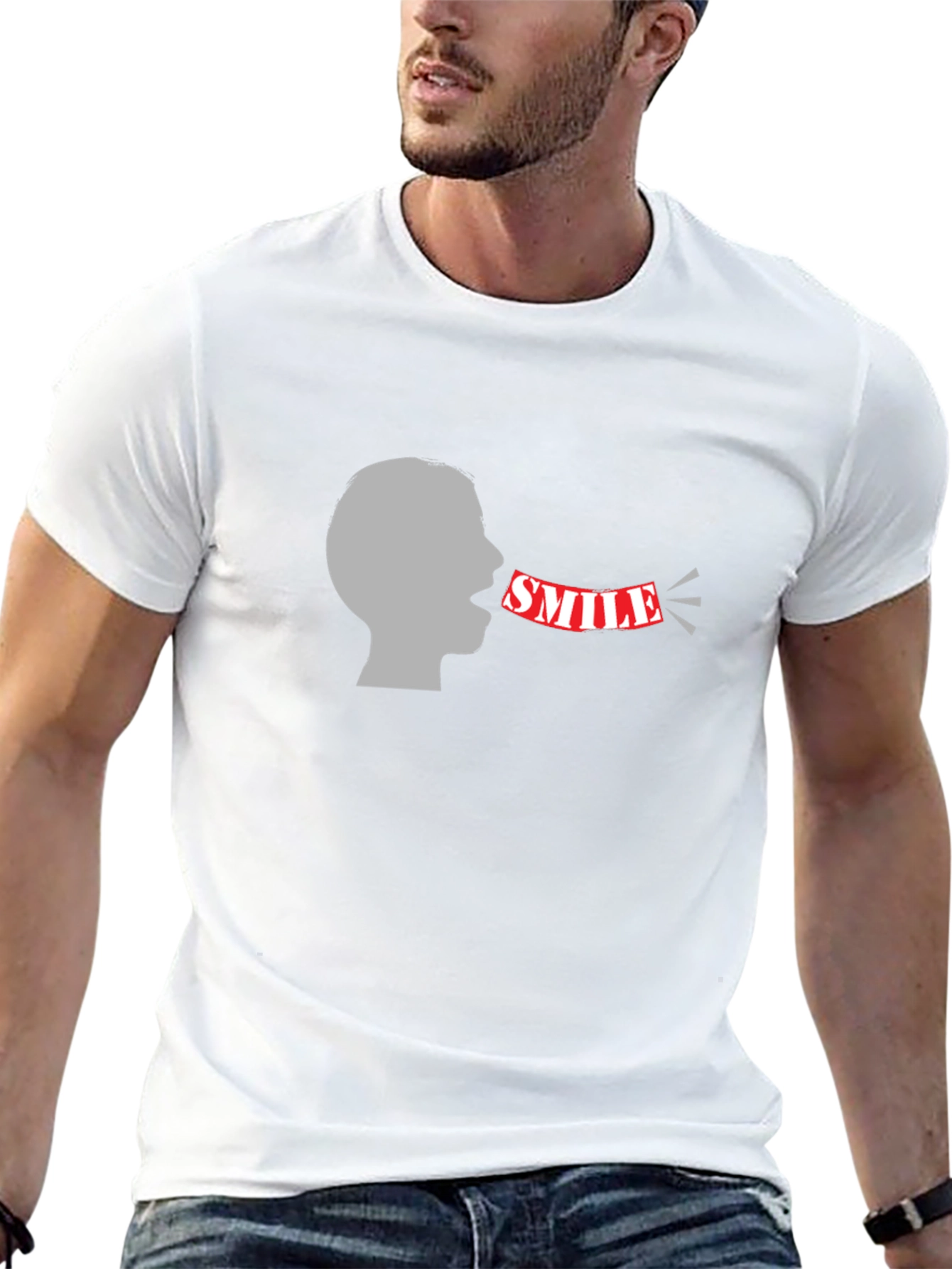 Smile Graphic Black Tee - Mens Fashion
