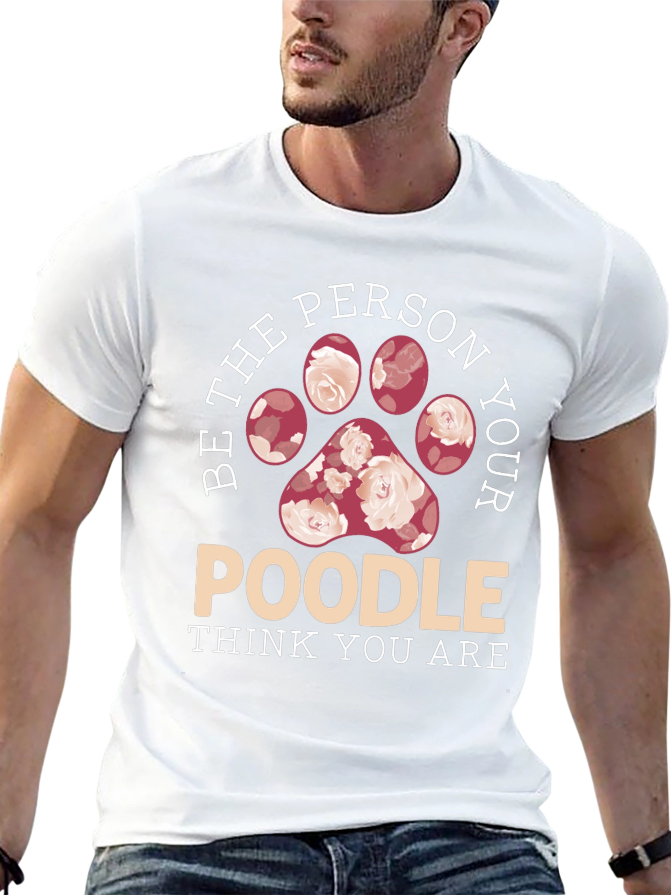 Poodle Lover Floral Paw Print T-Shirt