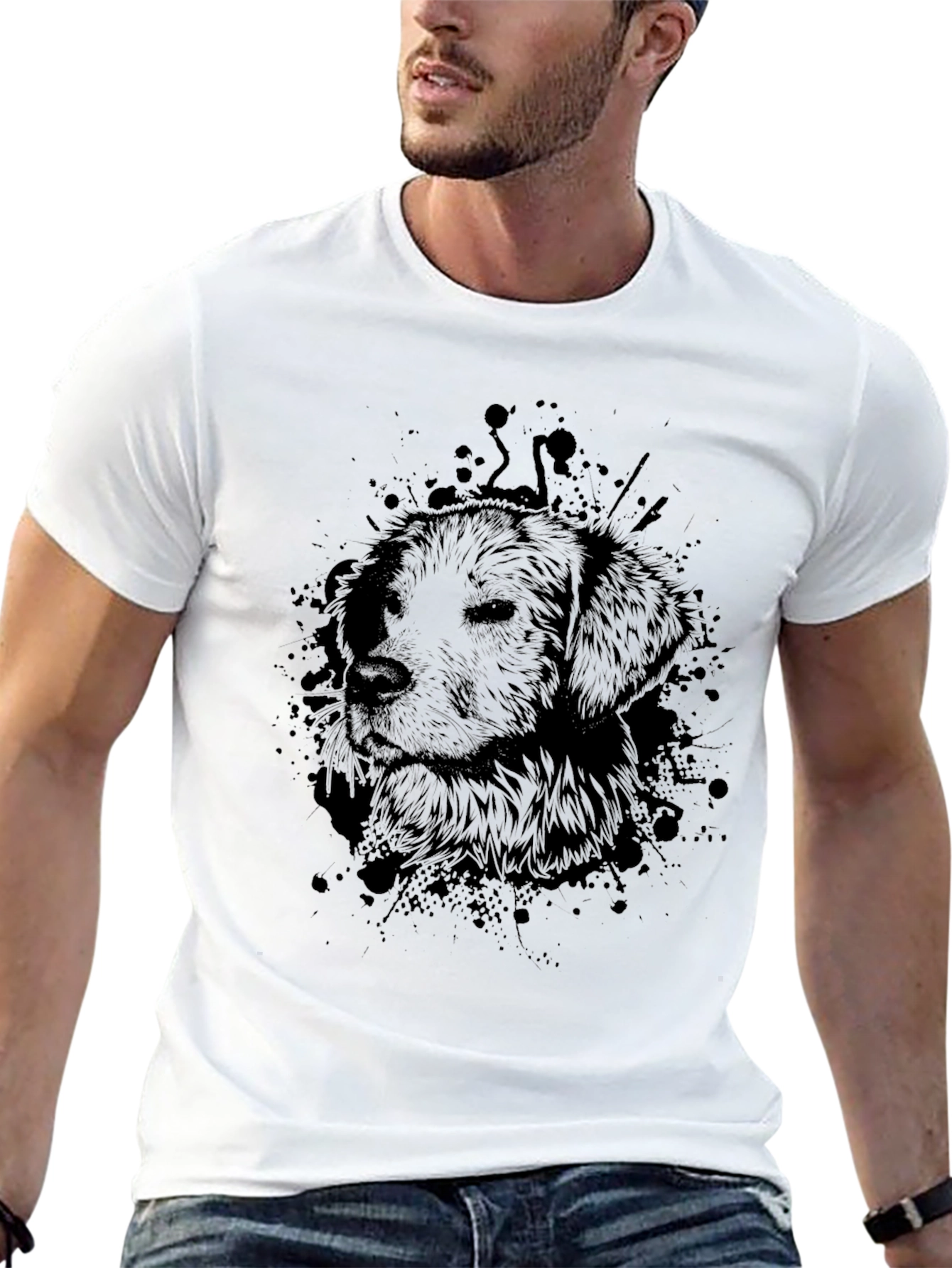 Dog Graphic Black T-Shirt for Men