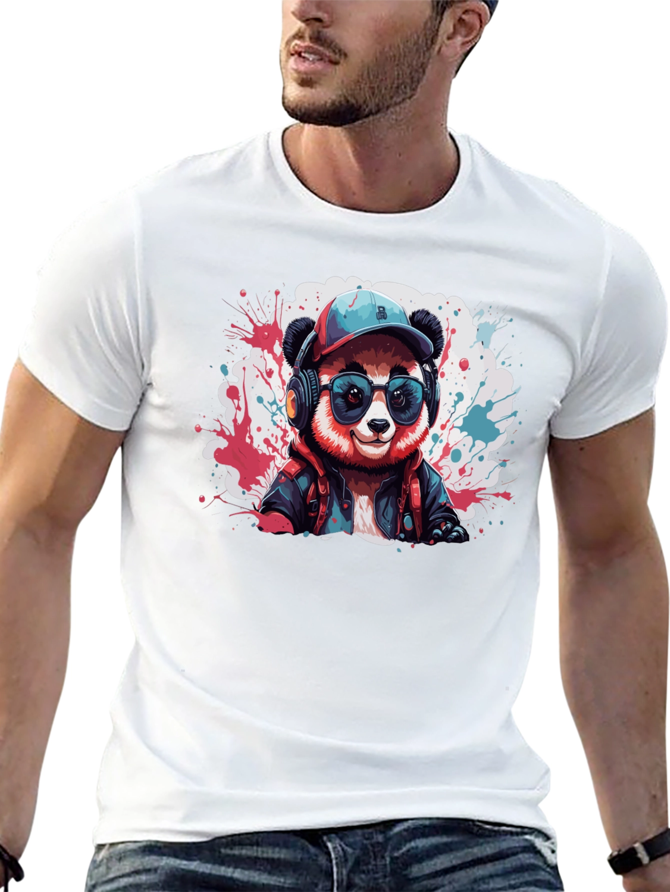 Cool Panda DJ Graphic Tee - Black