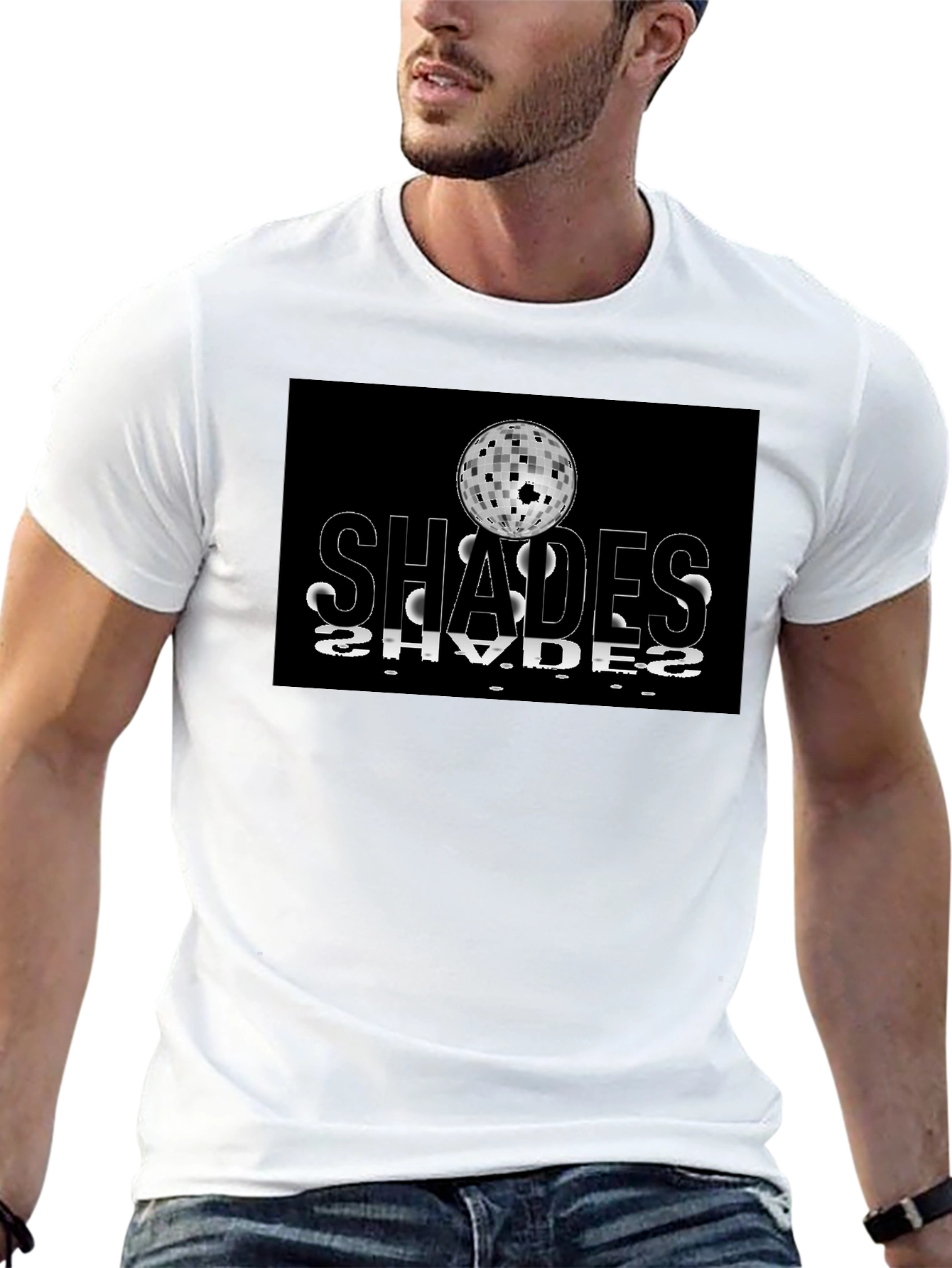 Shades Retro Disco Ball Graphic Black T-Shirt