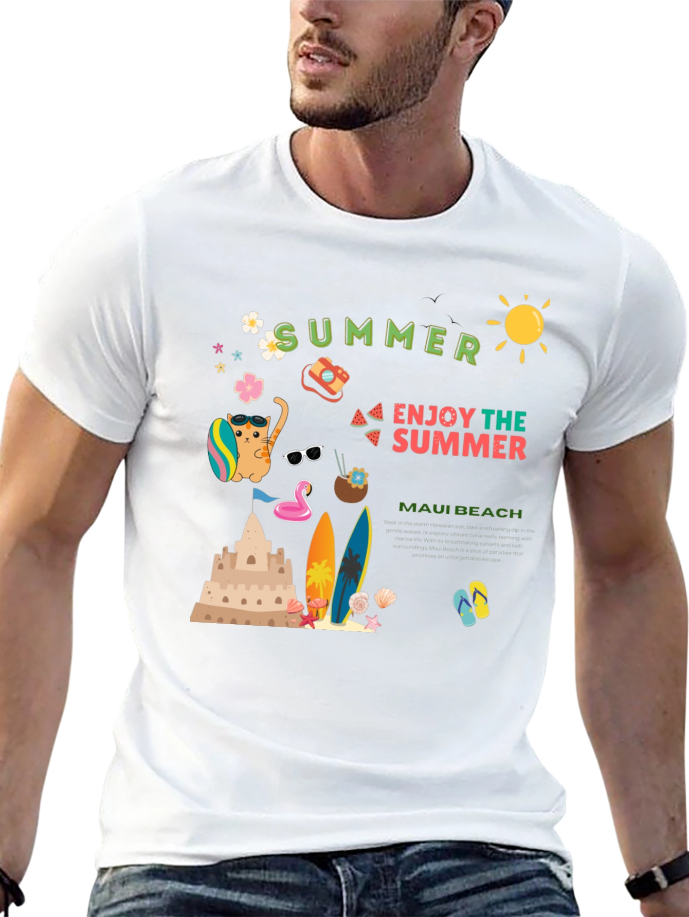 Summer Maui Beach Graphic T-Shirt