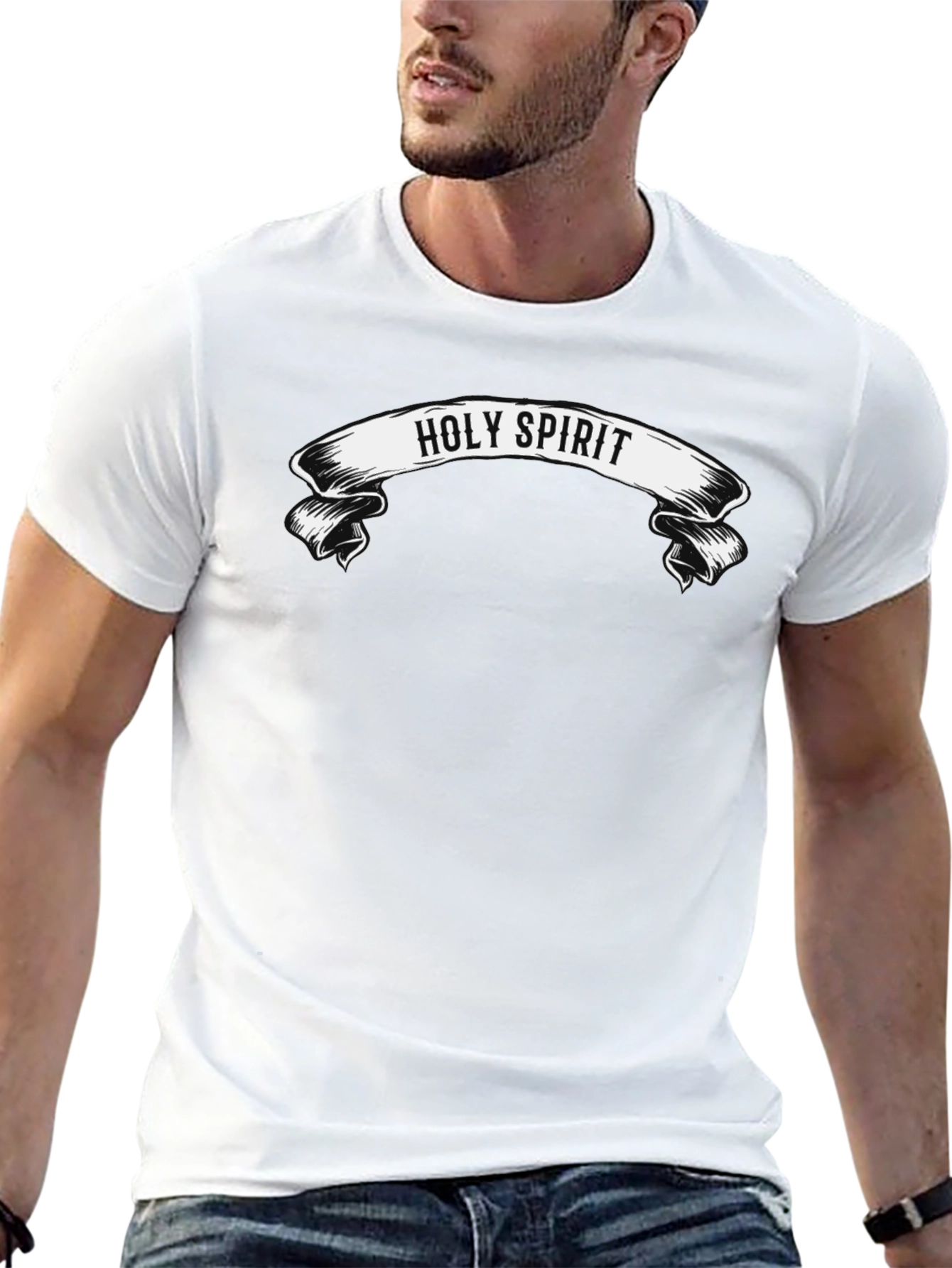 Holy Spirit Graphic Print Black T-Shirt