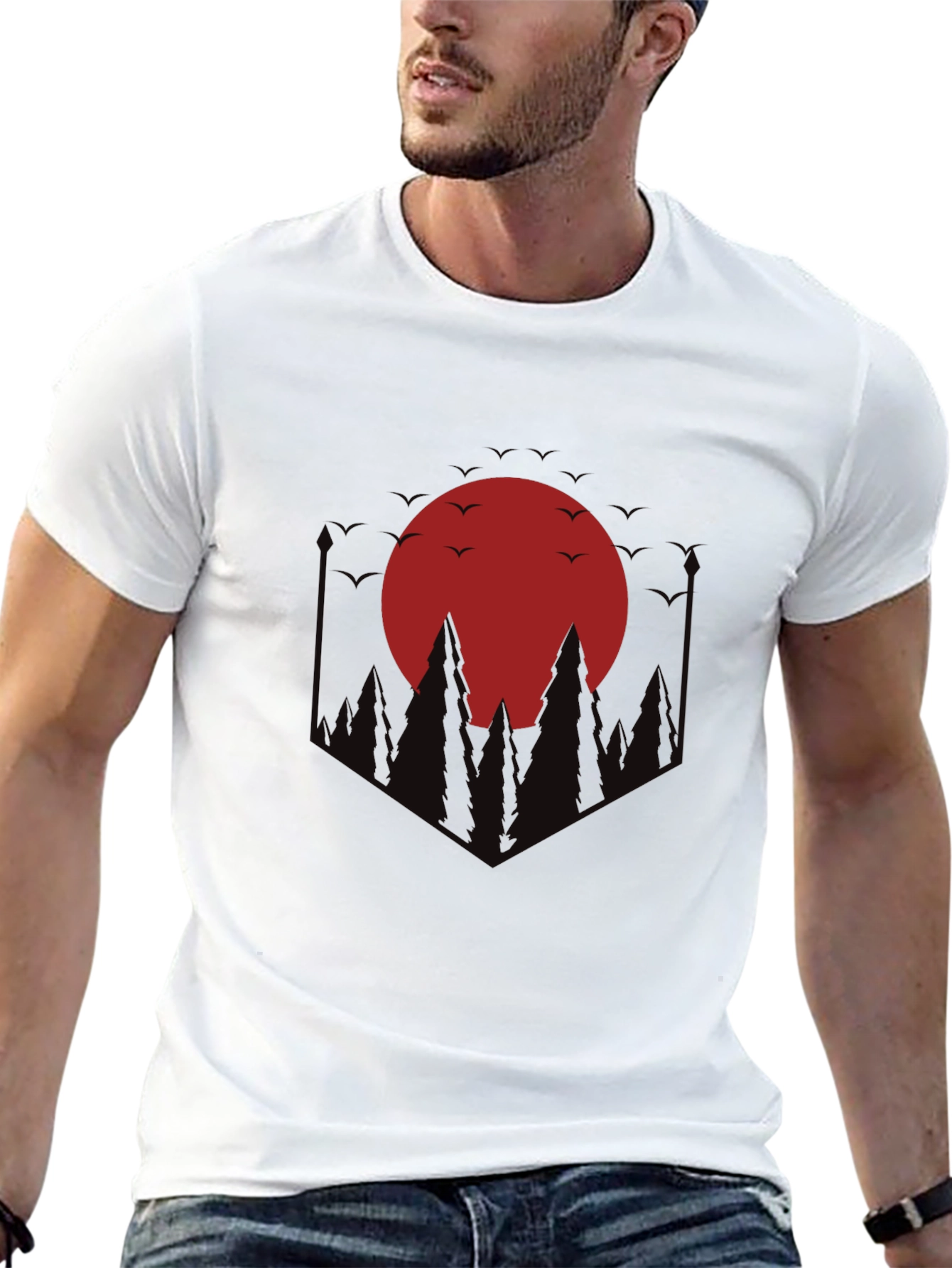 Red Moon Forest Graphic Tee - Black