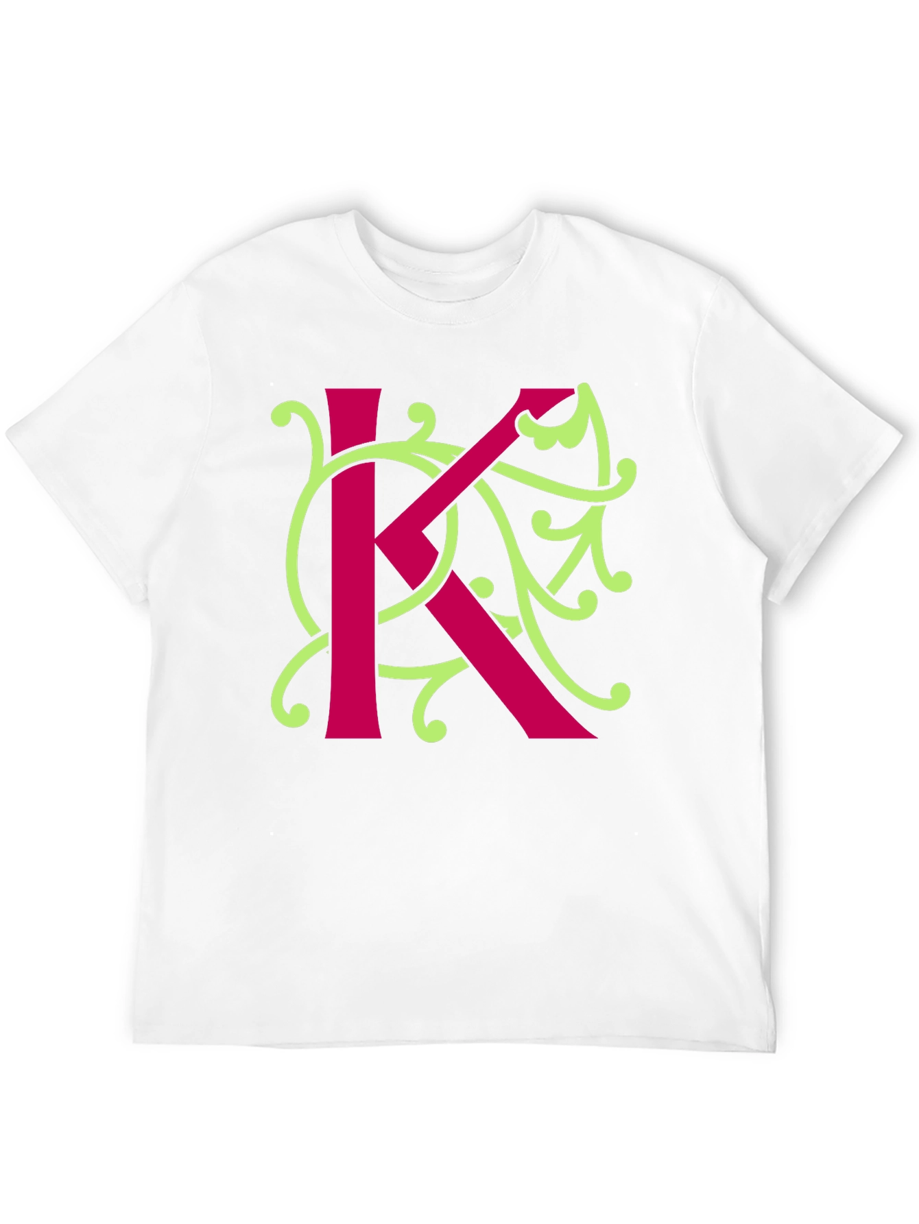 Initial K Floral Design T-Shirt