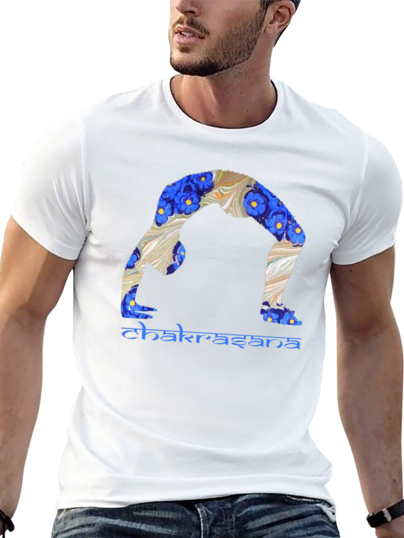 Chakrasana Yoga Pose Graphic T-Shirt - Black