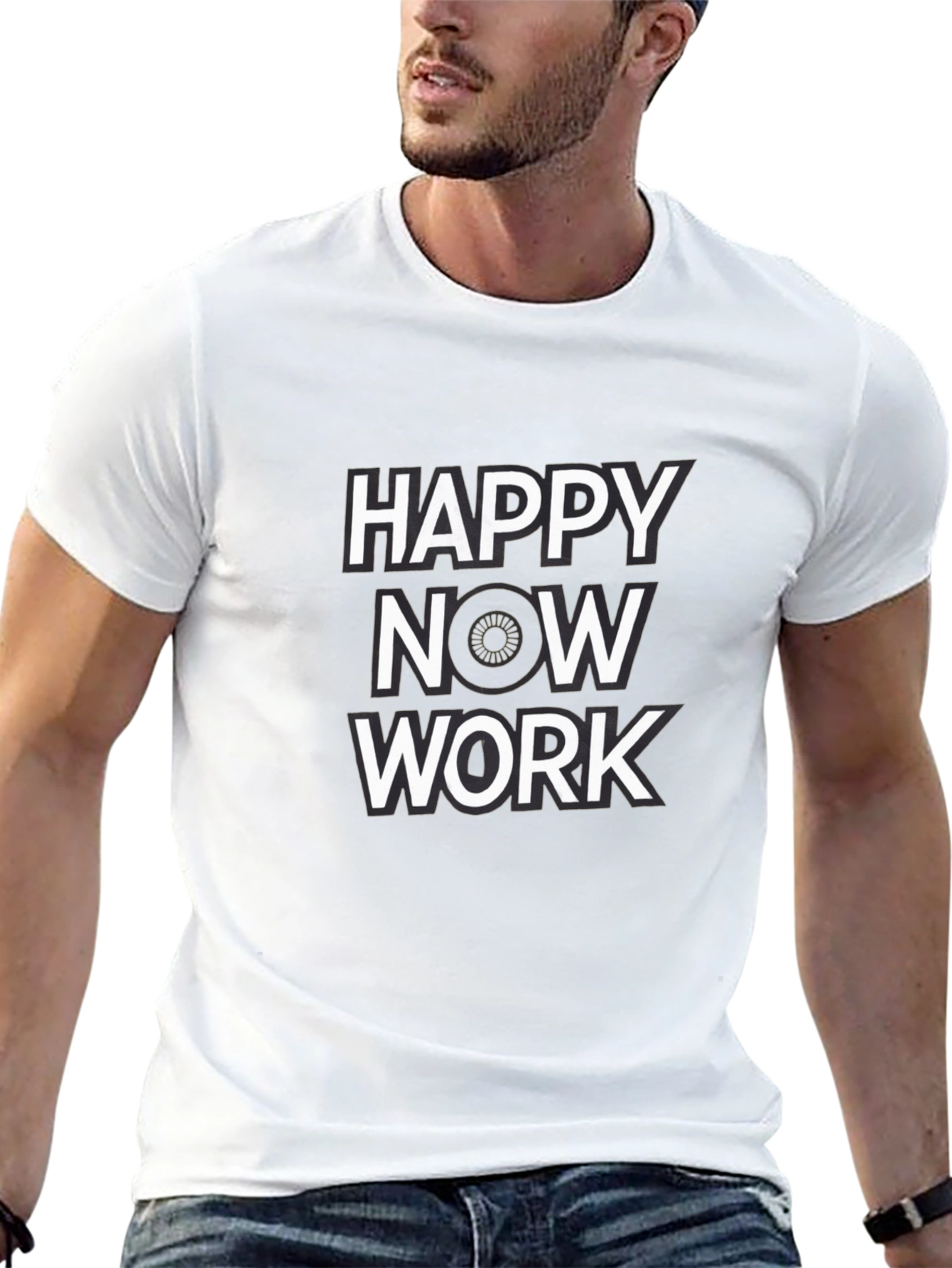 Happy Now Work Black Graphic Tee