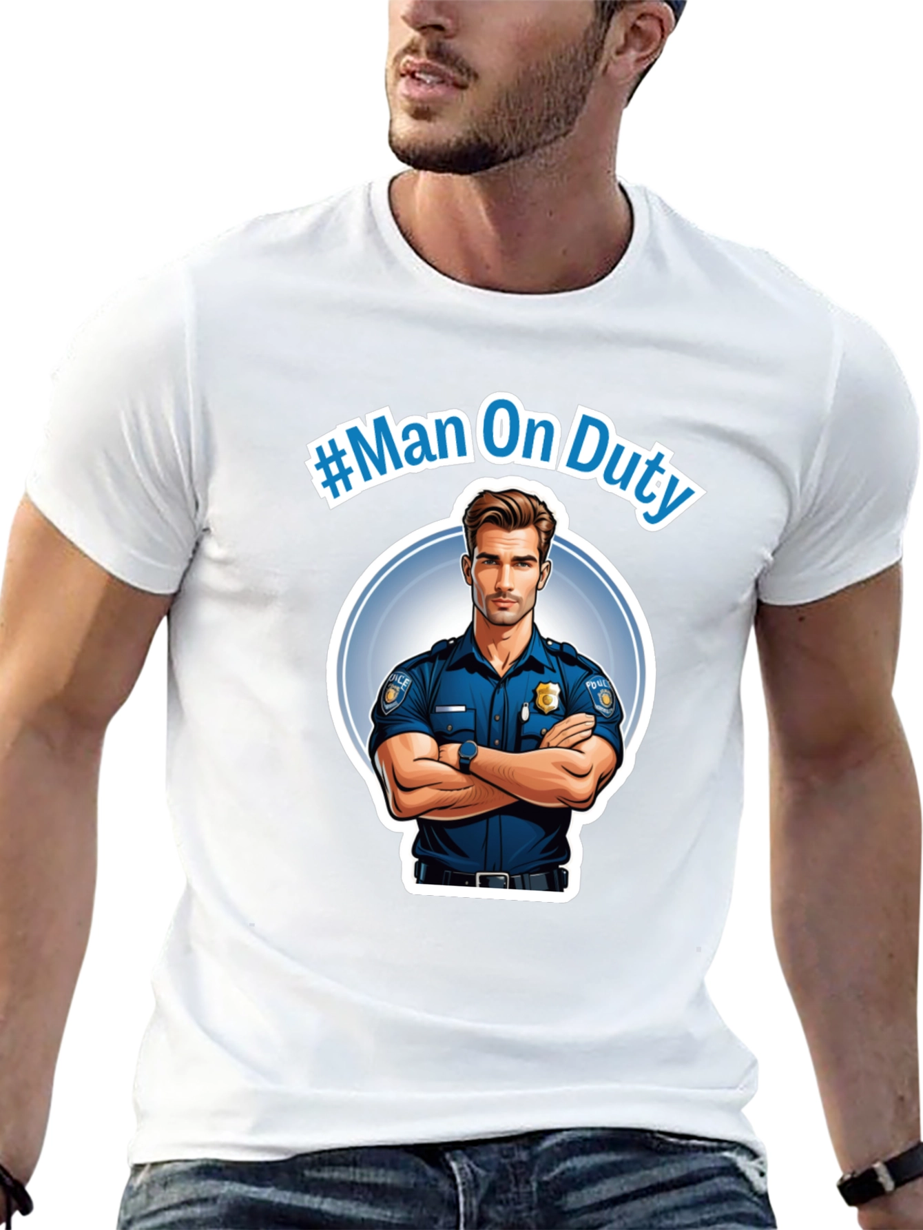 Man On Duty Graphic Black T-Shirt