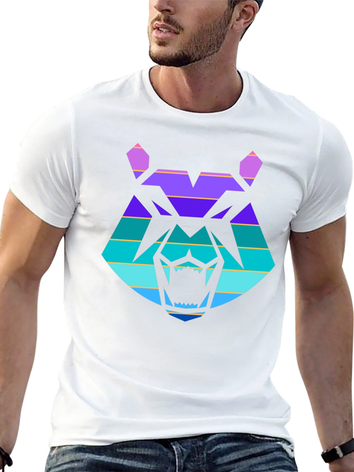 Retro Wolf Graphic Tee - Black Cotton T-Shirt