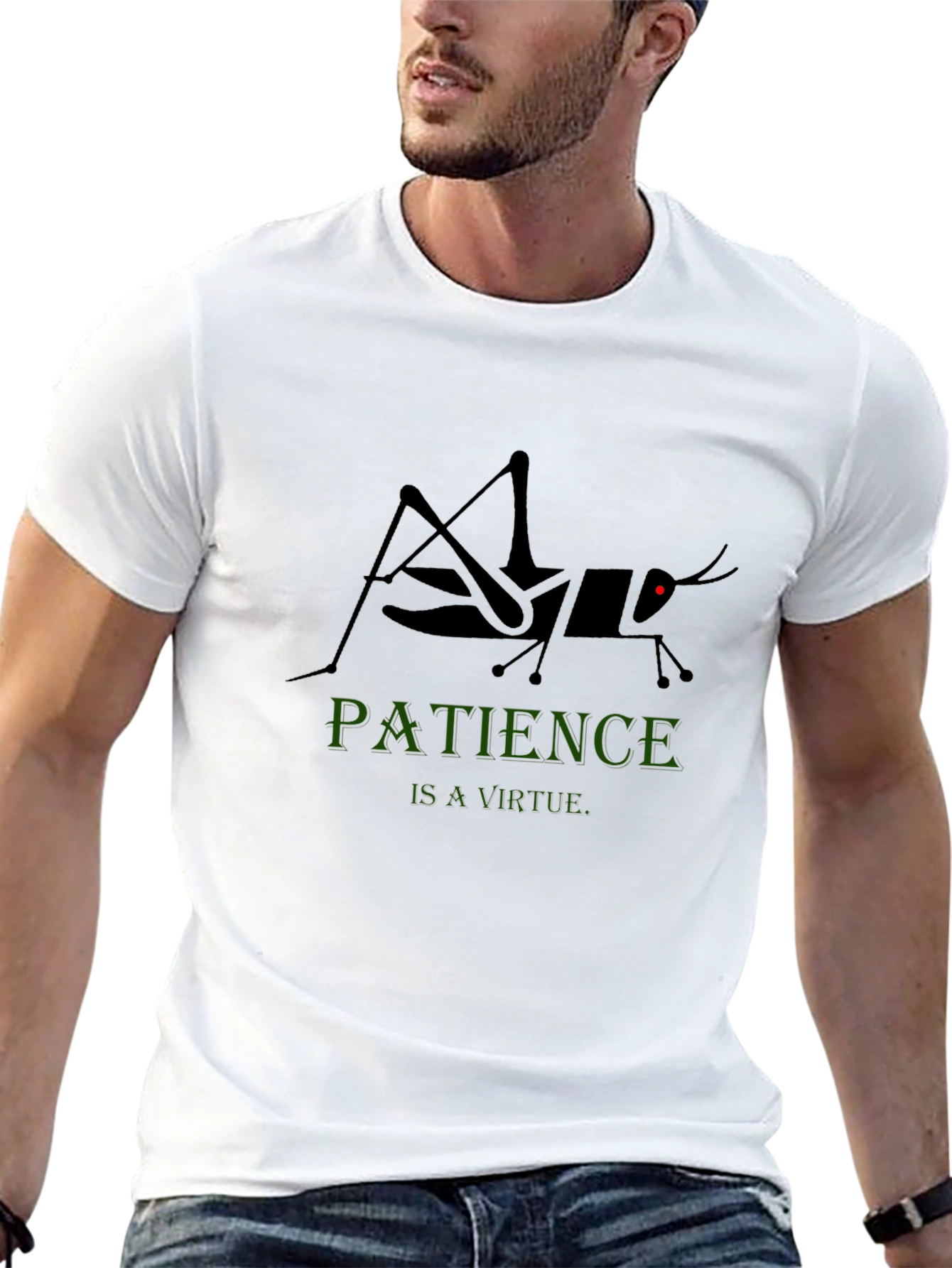 Patience Virtue Grasshopper Graphic Tee - Black