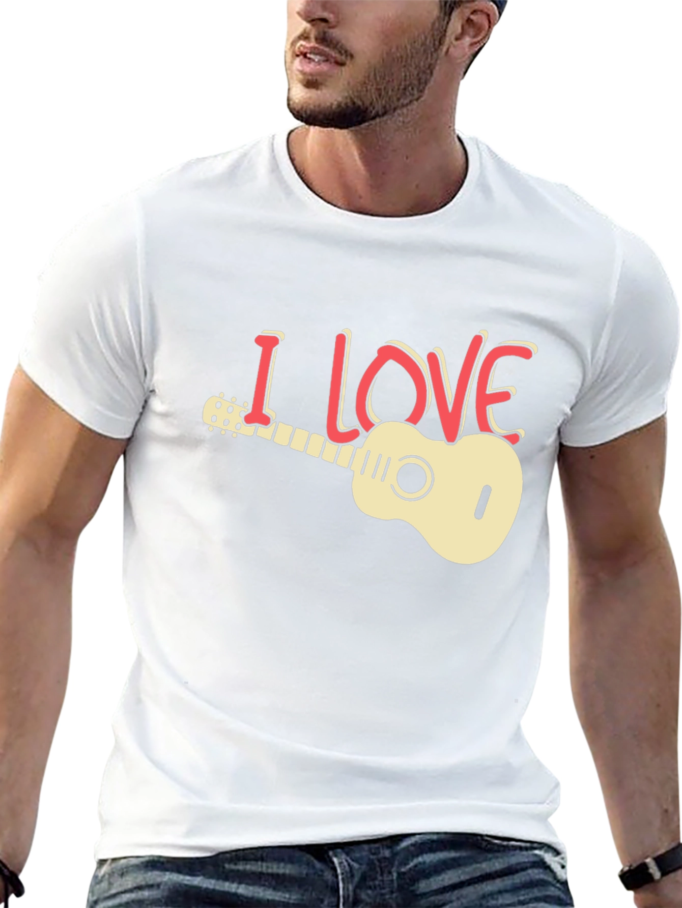 I Love Guitar Graphic T-Shirt - Musician Tee