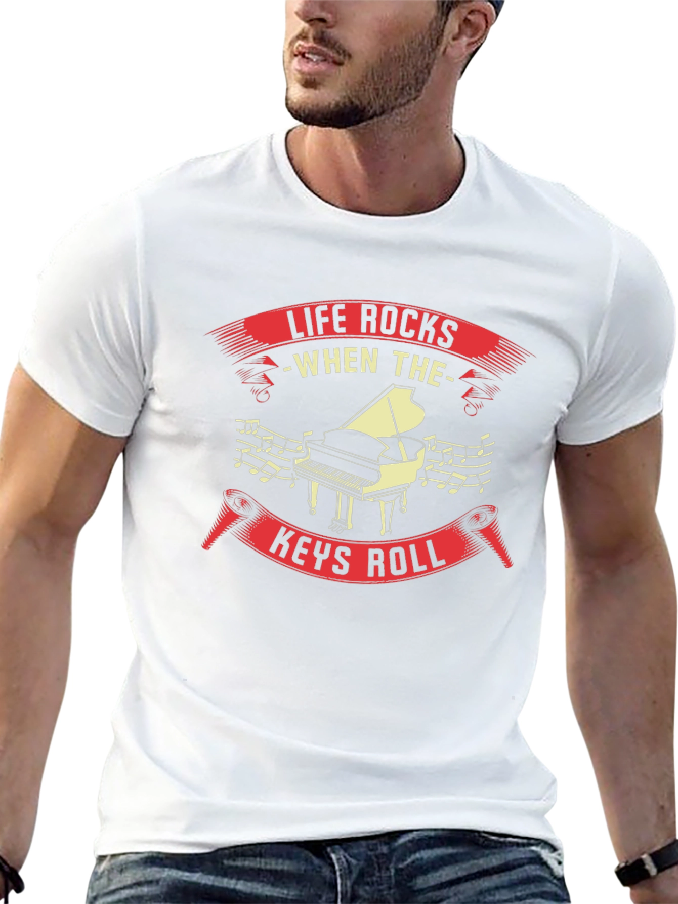 Life Rocks Piano T-Shirt - Music Lover Tee