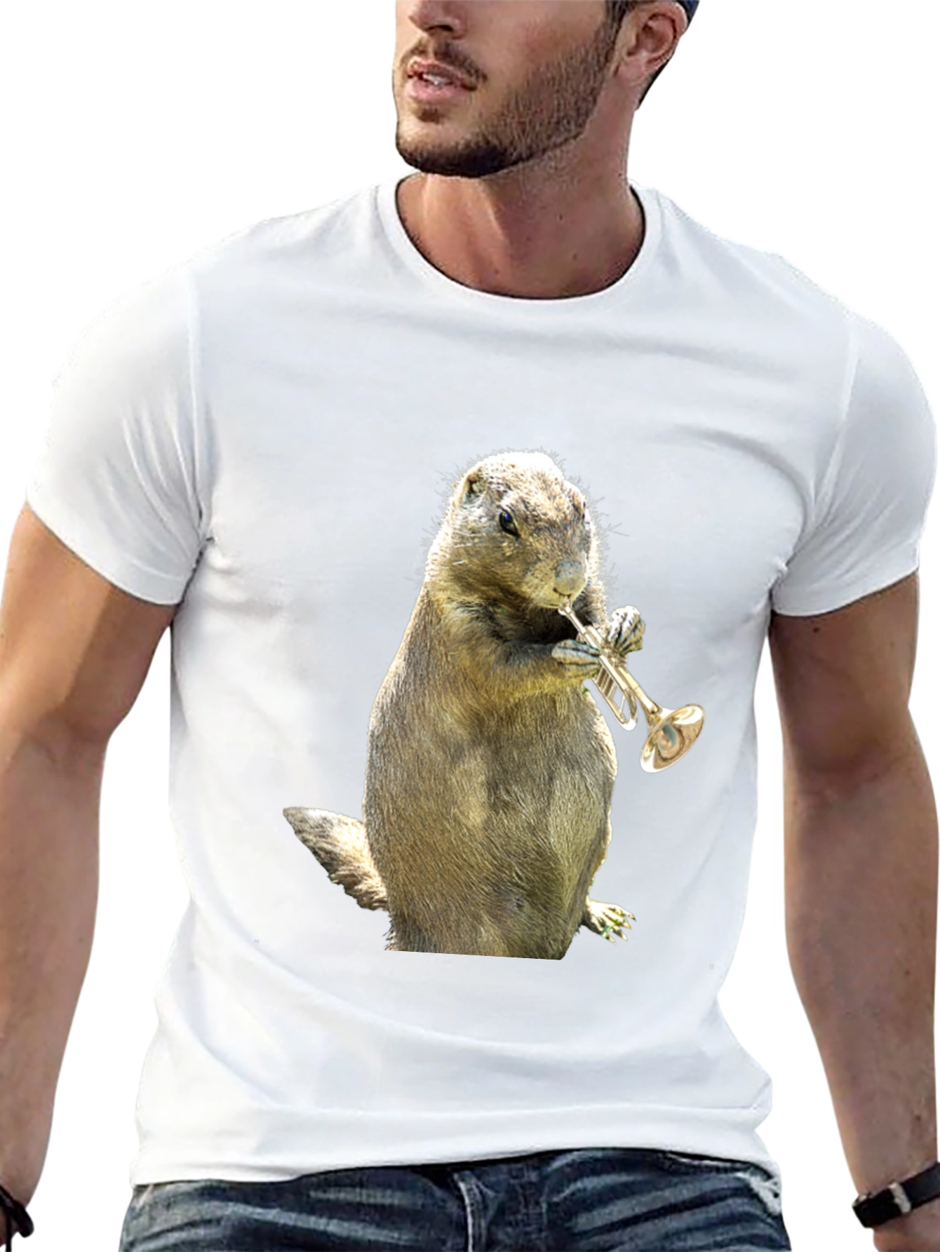 Funny Prairie Dog Trumpet Player Graphic T-Shirt