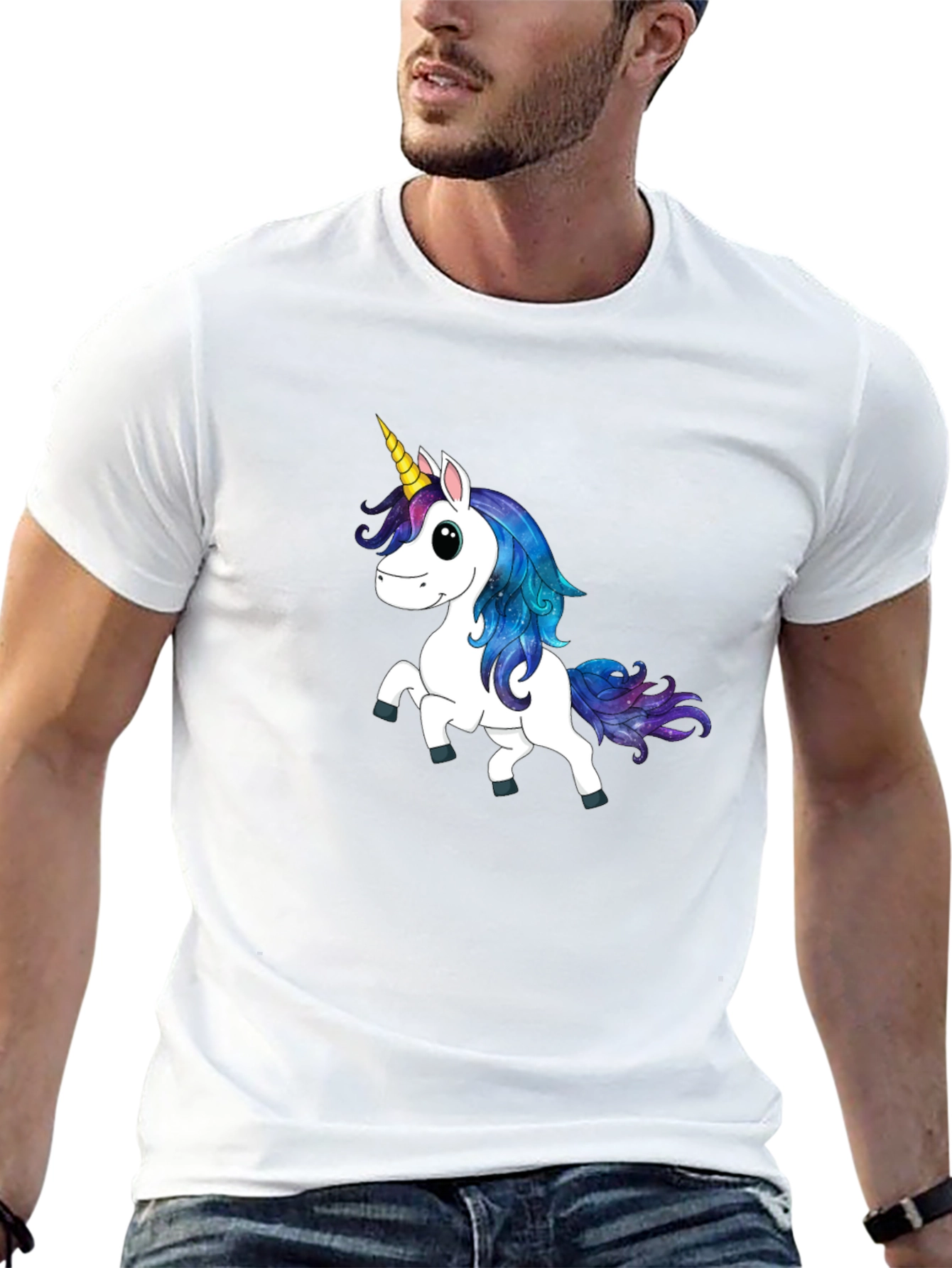 Unicorn Graphic Print Black T-Shirt