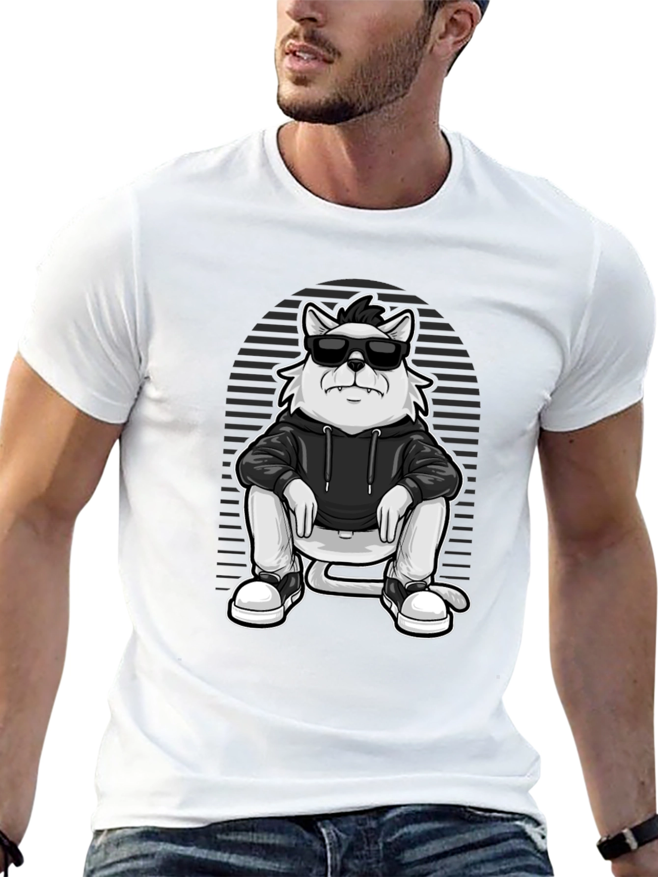 Cool Cat Graphic Tee - Black Cotton Blend