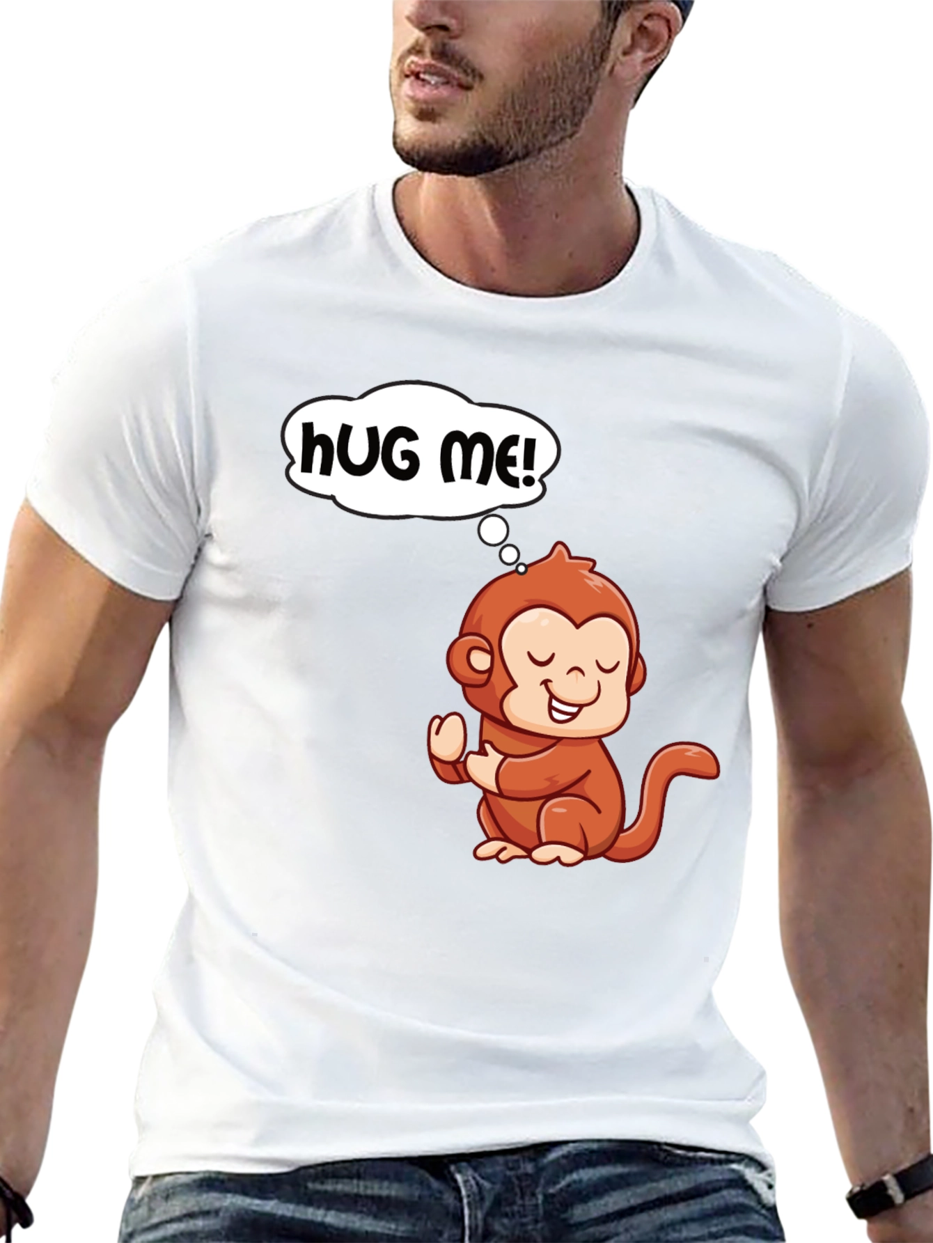 Cute Monkey Graphic T-Shirt - Hug Me!