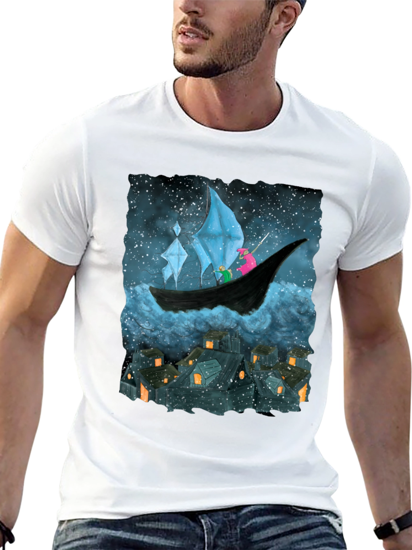 Whimsical Night Voyage Graphic Tee
