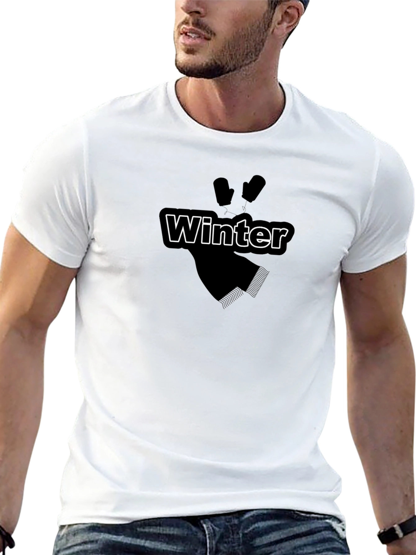 Winter Graphic Tee - Black Cotton T-Shirt