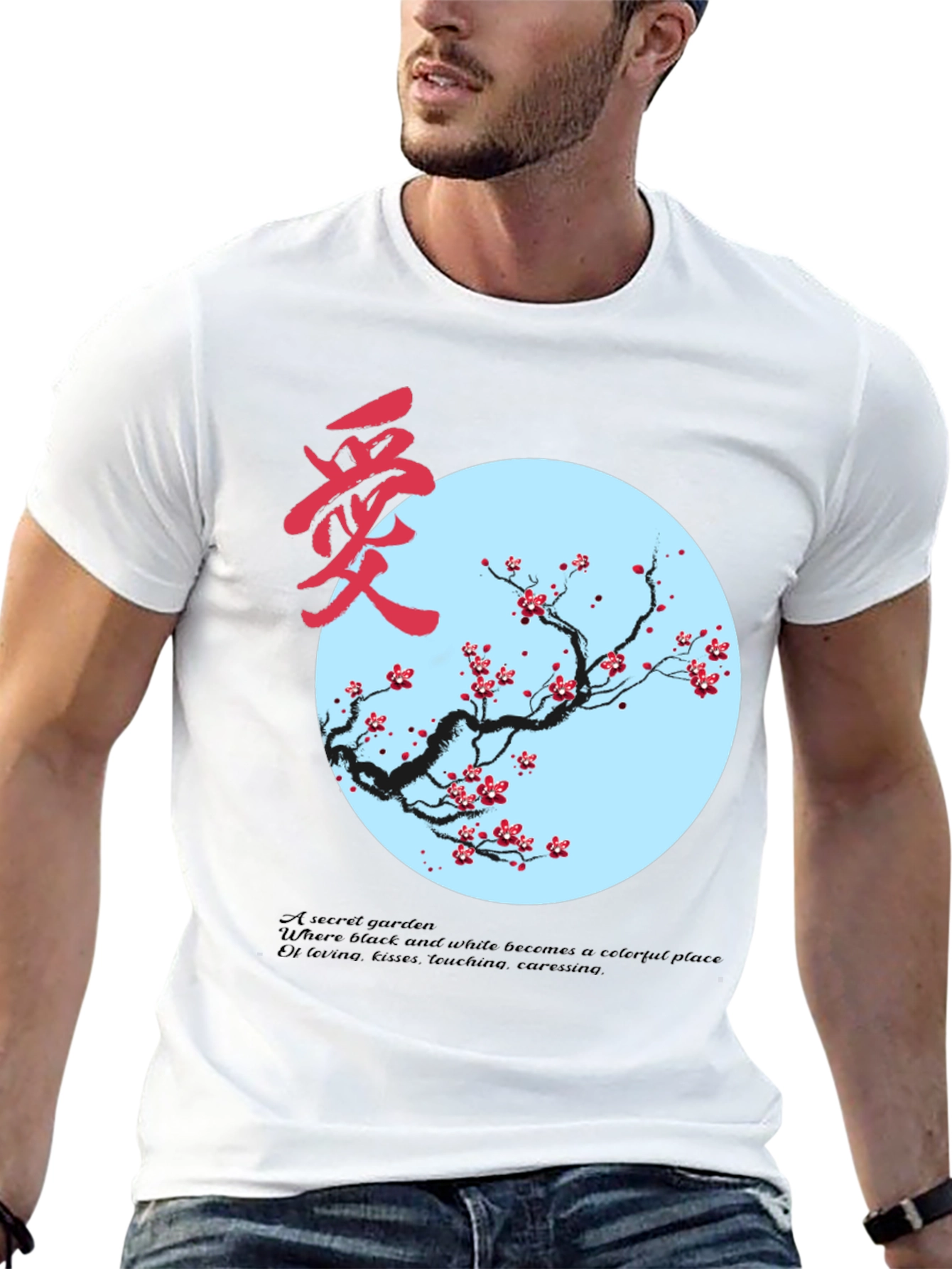 Artistic Black T-Shirt with Floral Design