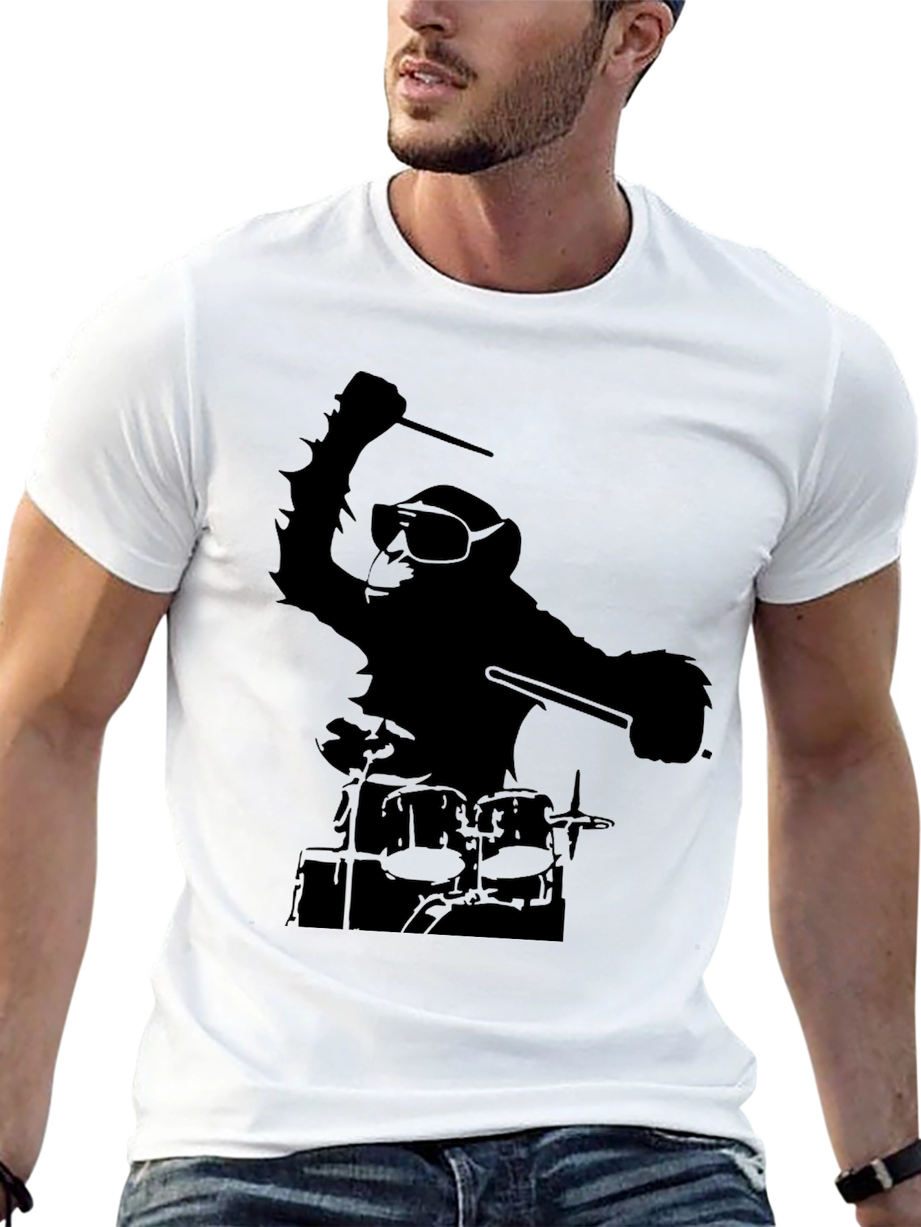 Monkey Drummer Graphic Tee